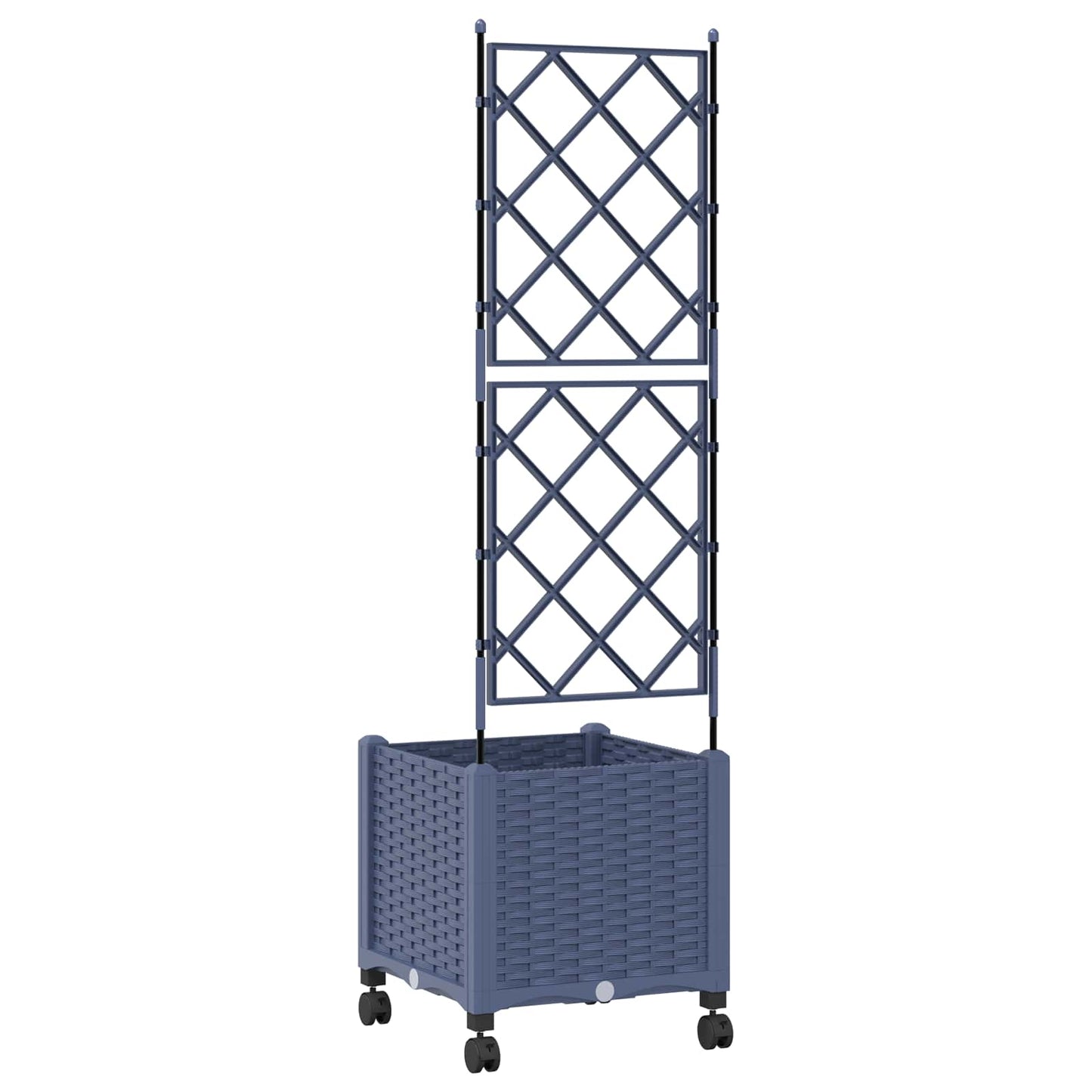 vidaXL Γλάστρα κήπου με πέργκολα & τροχούς Γκρι 40 x 40 x 149 εκ PP