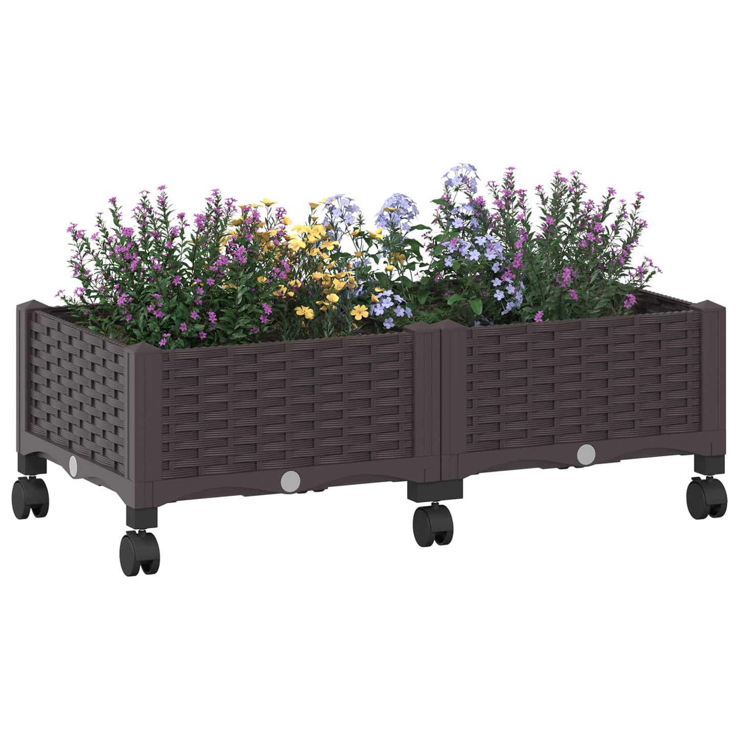 vidaXL Κήπος Γλαστράκι με Ροδάκια Καφέ 80 x 40 x 29 εκ PP