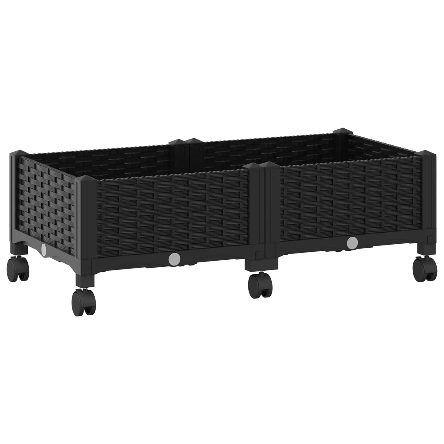 vidaXL Κήπος Γλαστράκι με Ροδάκια Μαύρο 80 x 40 x 29 εκ PP