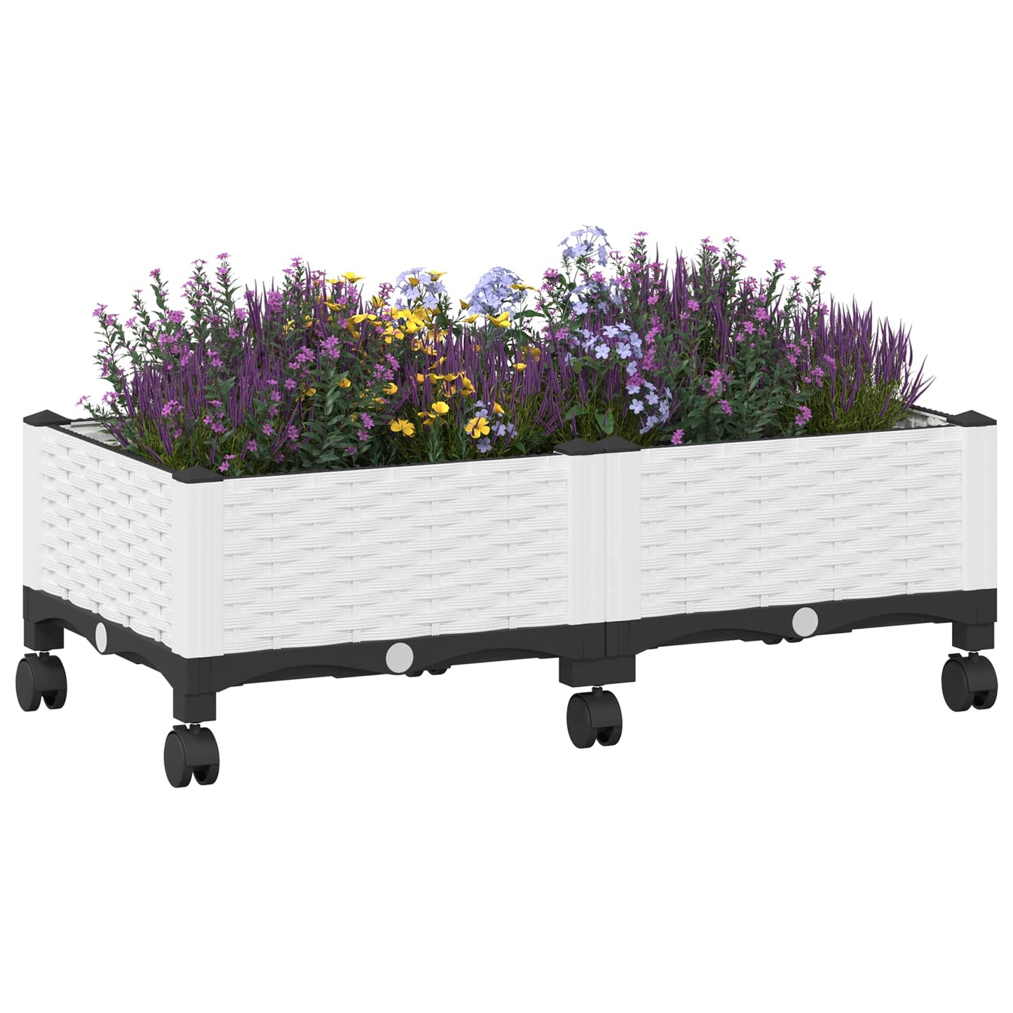 vidaXL Κήπος Γλαστράκι με Ροδάκια Λευκό 80 x 40 x 33 cm PP