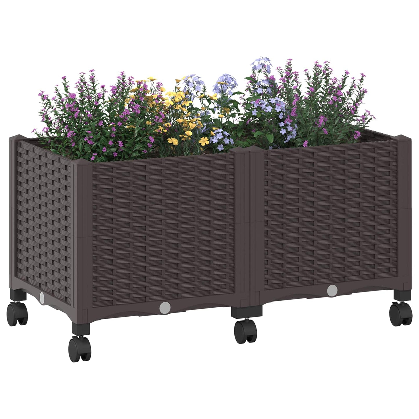 vidaXL Κήπος Γλαστράκι με Ροδάκια Καφέ 80 x 40 x 44 εκ PP