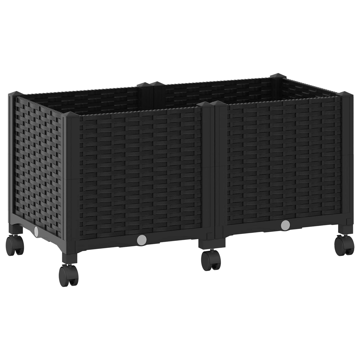 vidaXL Κήπος Γλαστράκι με Ροδάκια Μαύρο 80 x 40 x 44 εκ PP