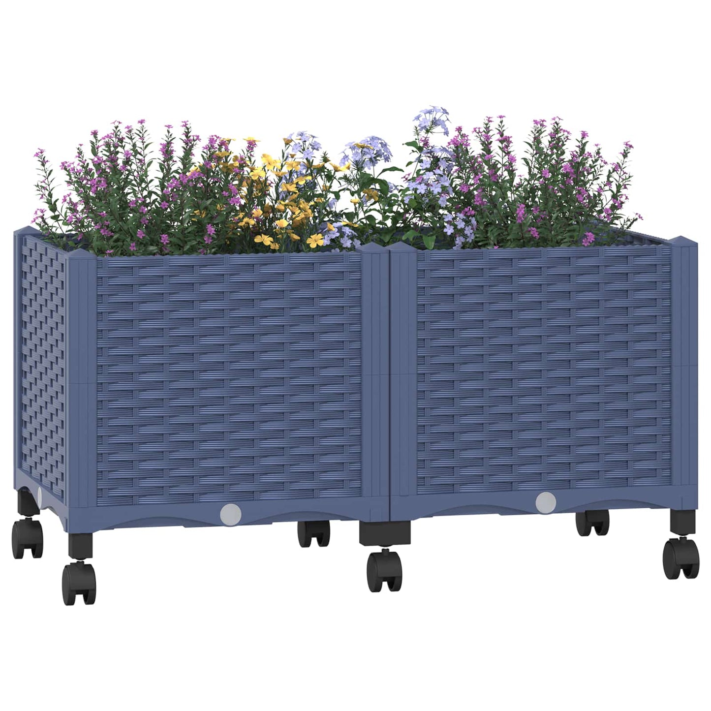 vidaXL Κήπος Γλαστράκι με Ροδάκια Μπλε Γκρι 80 x 40 x 48 cm PP