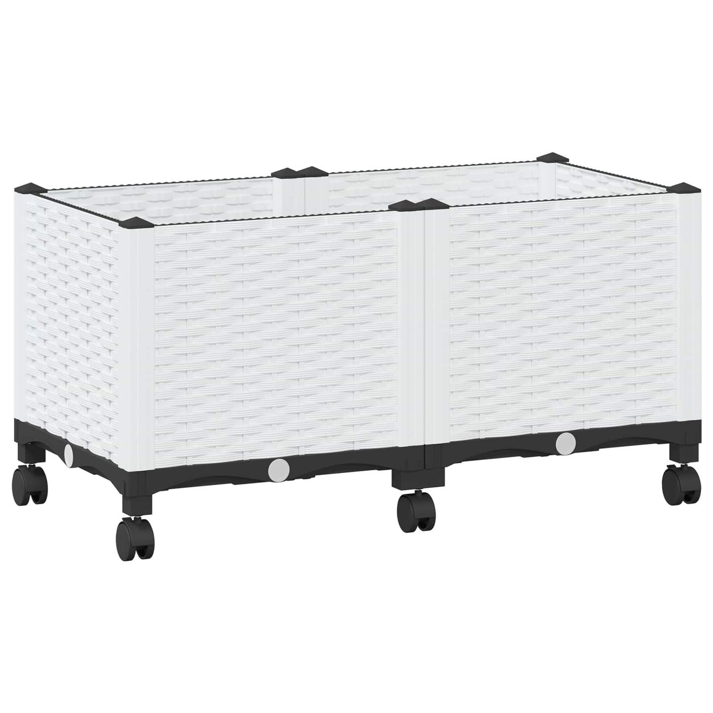vidaXL Κήπος Γλαστράκι με Ροδάκια Λευκό 80 x 40 x 48 cm PP