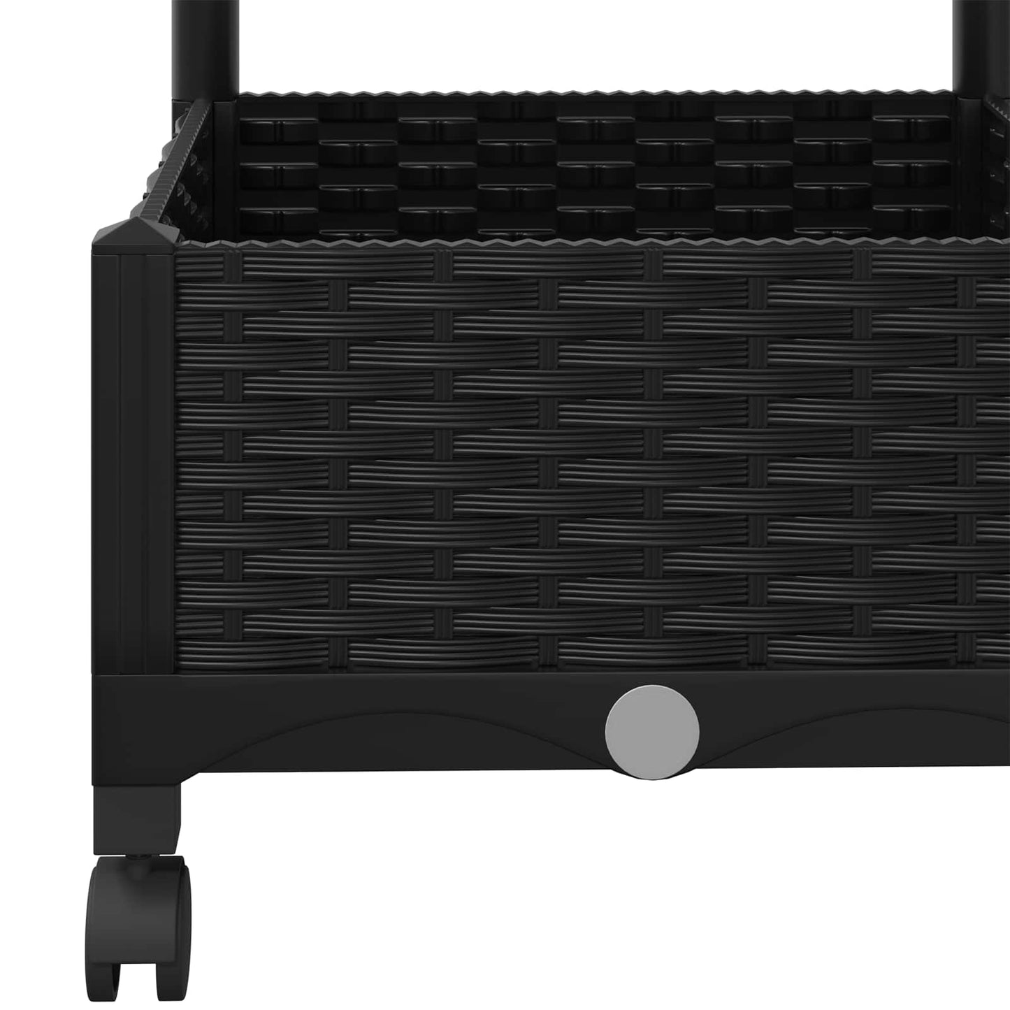 vidaXL Γλάστρα κήπου με πέργκολα & τροχούς Μαύρο 80 x 40 x 131,5 εκ.