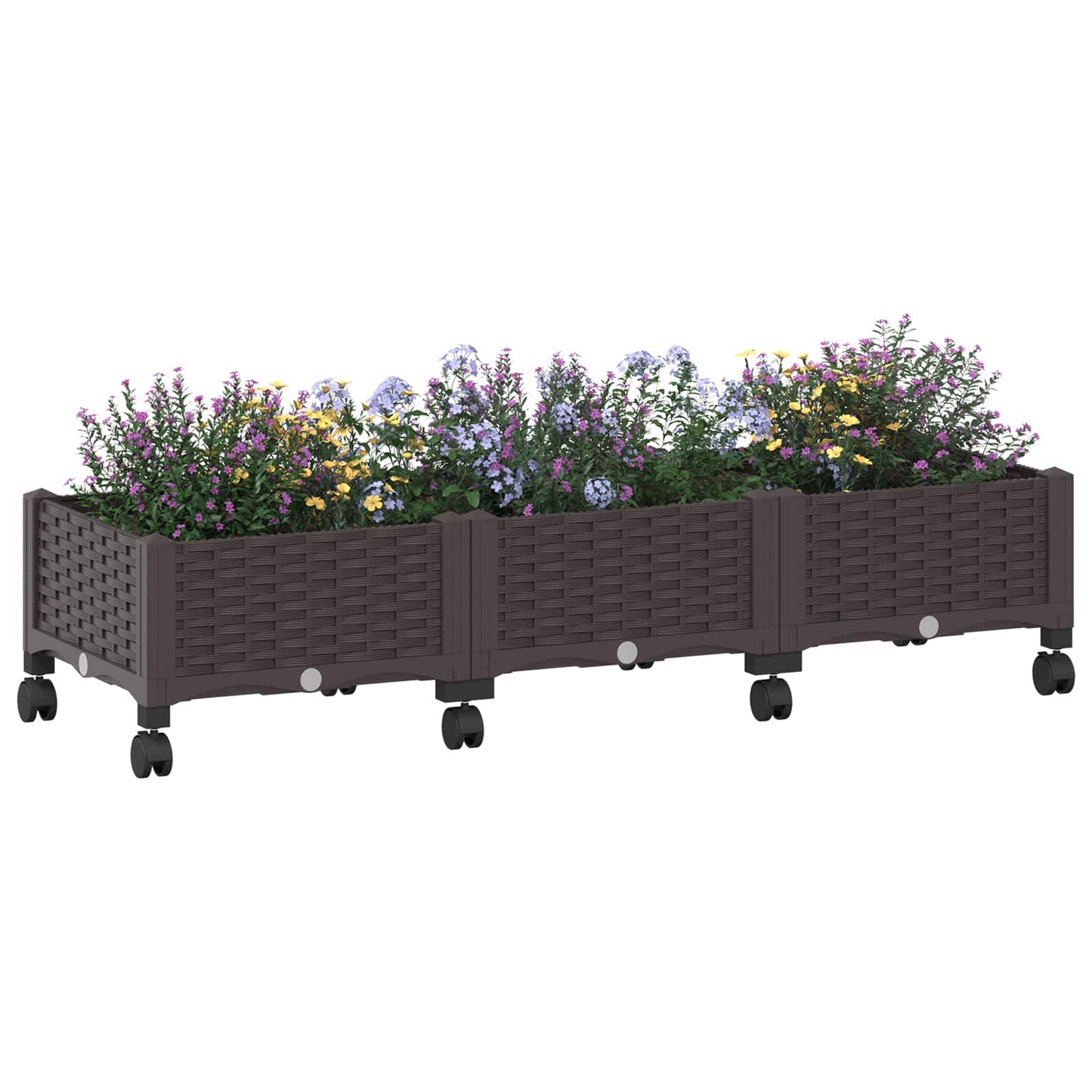 vidaXL Κήπος Γλαστράκι με Ροδάκια Καφέ 120 x 40 x 29 εκ PP