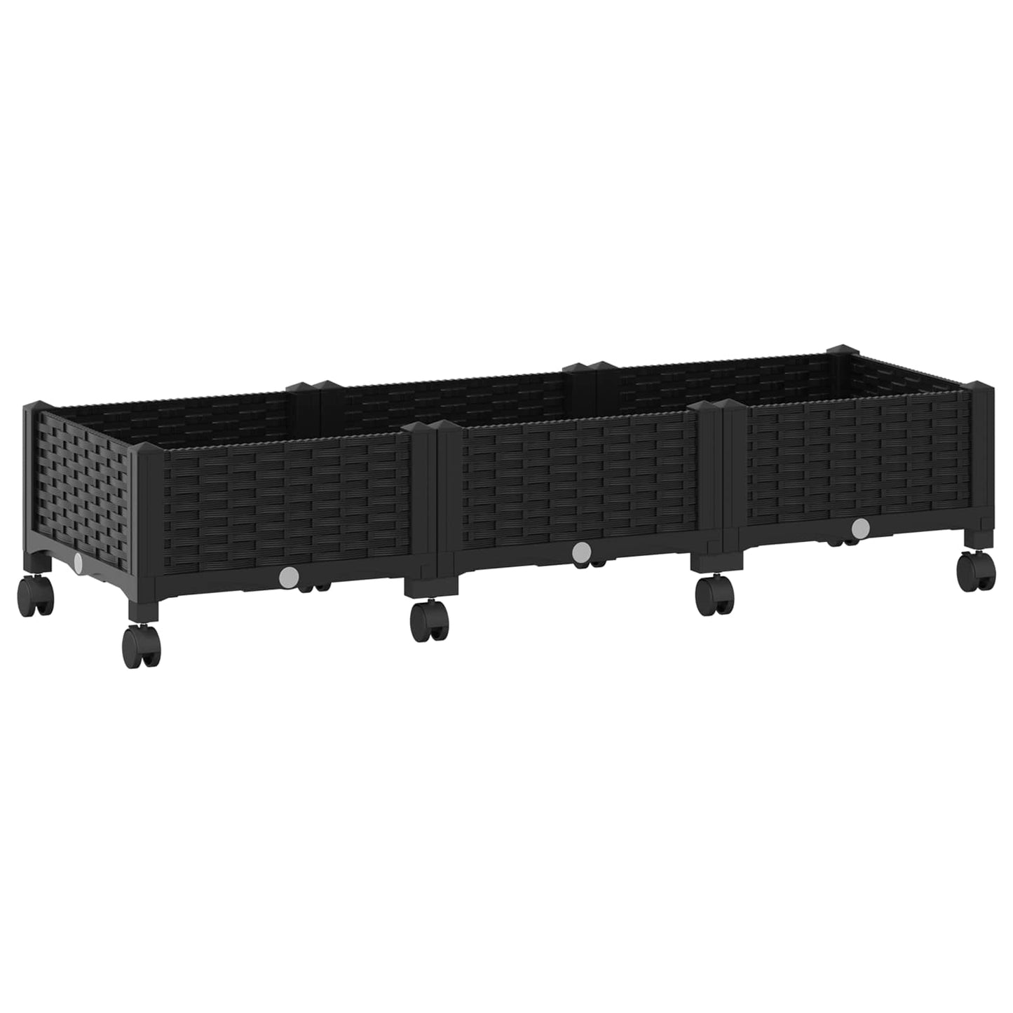 vidaXL Κήπος Γλαστράκι με Ροδάκια Μαύρο 120 x 40 x 29 εκ PP