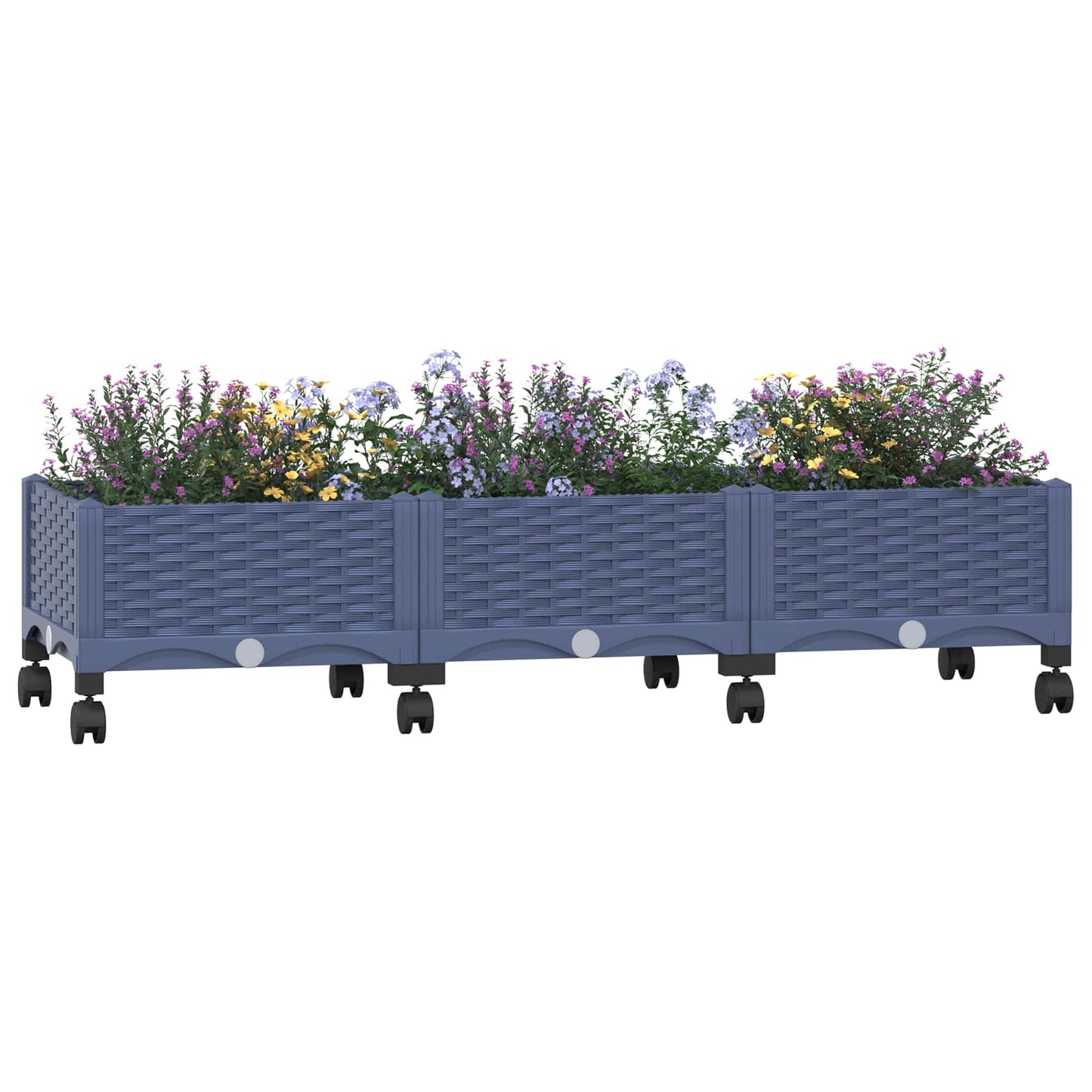 vidaXL Κήπος Γλαστράκι με Ροδάκια Μπλε Γκρι 120 x 40 x 33 cm PP