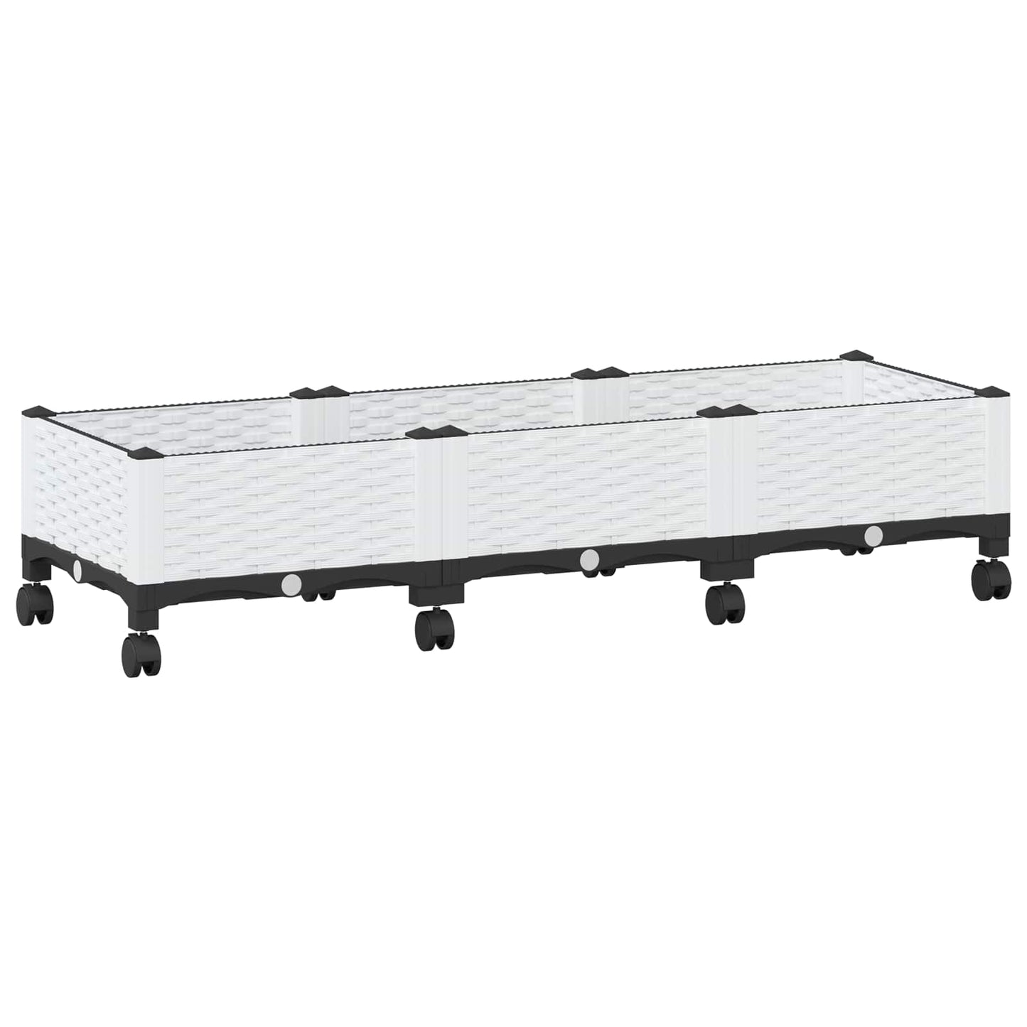 vidaXL Κήπος Γλαστράκι με Ροδάκια Λευκό 120 x 40 x 33 cm PP