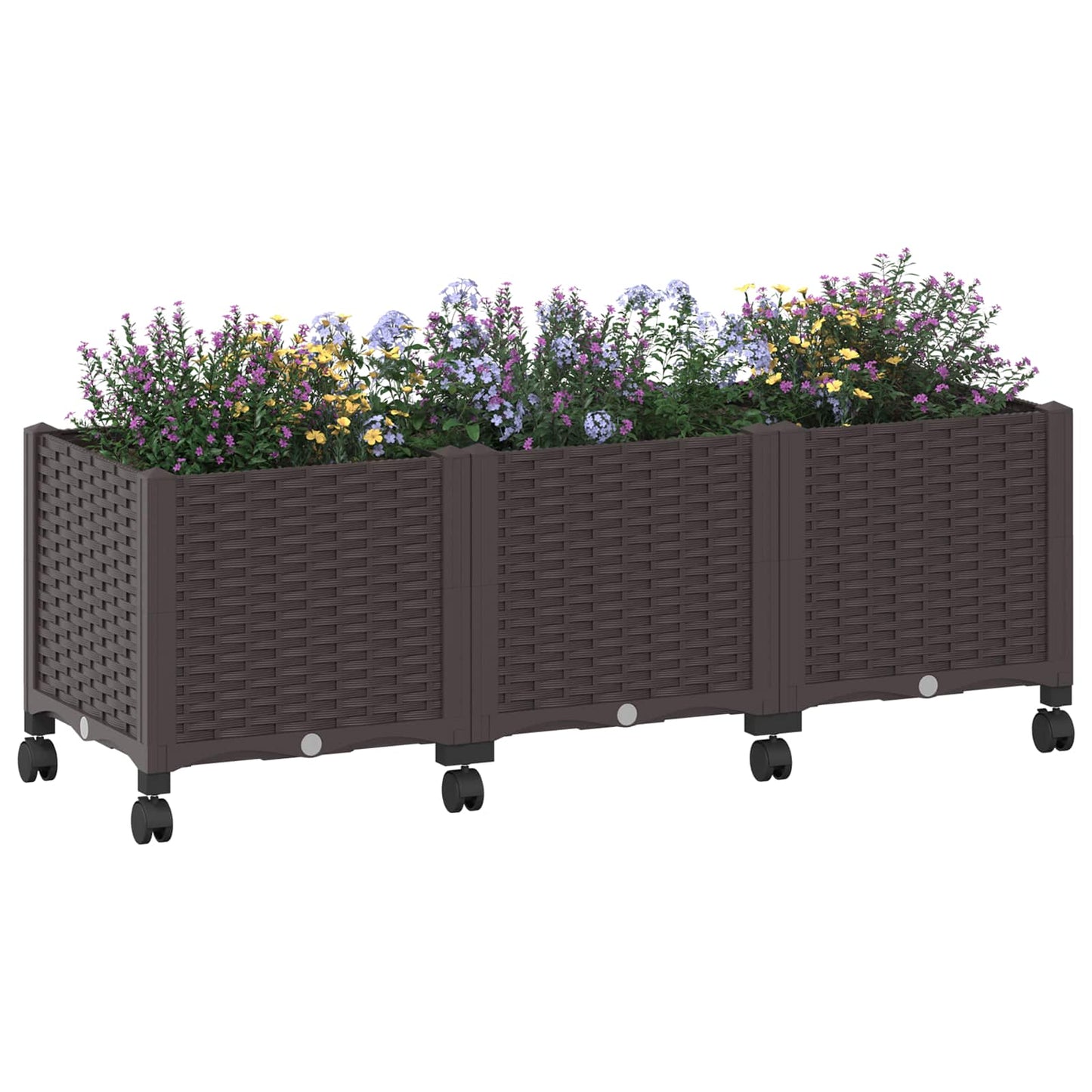 vidaXL Κήπος Γλαστράκι με Ροδάκια Καφέ 120 x 40 x 44 εκ PP