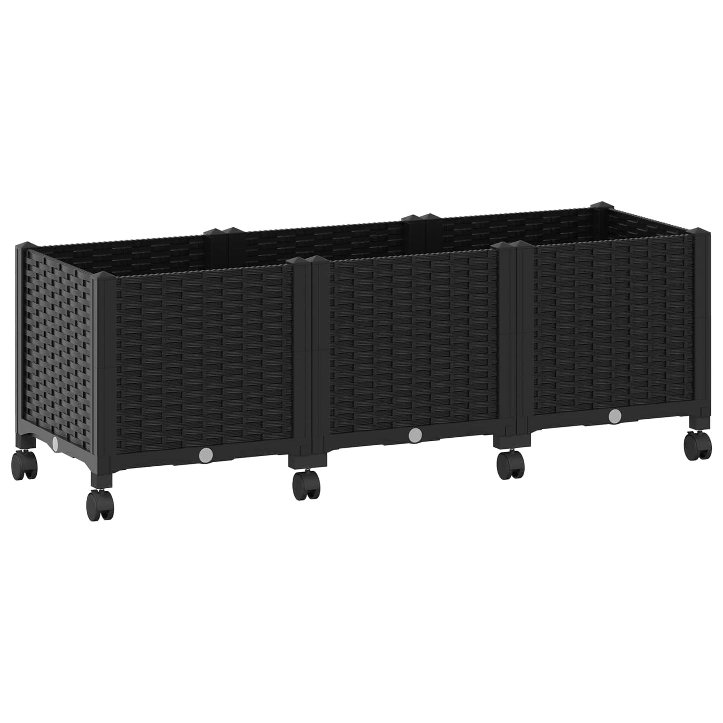 vidaXL Κήπος Γλαστράκι με Ροδάκια Μαύρο 120 x 40 x 44 εκ PP