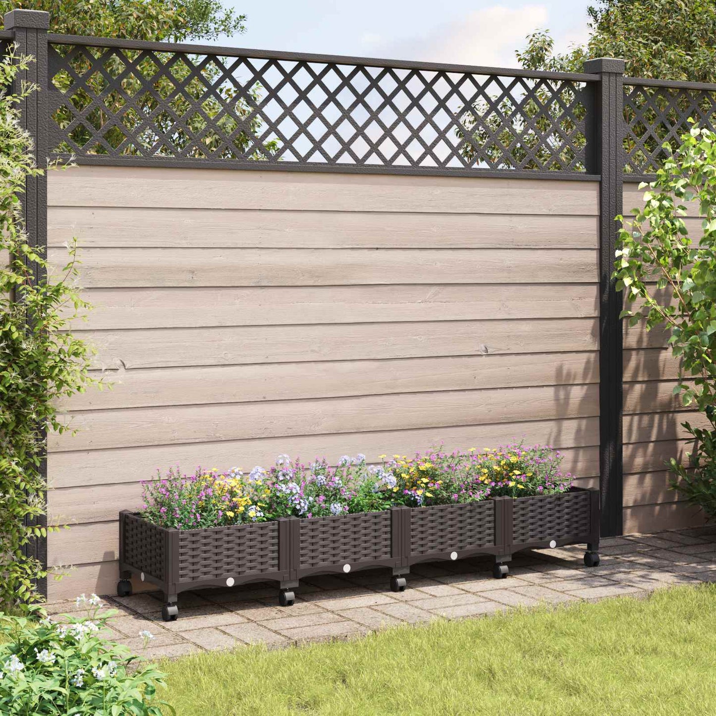 vidaXL Κήπος Γλαστράκι με Ροδάκια Καφέ 160 x 40 x 29 εκ PP