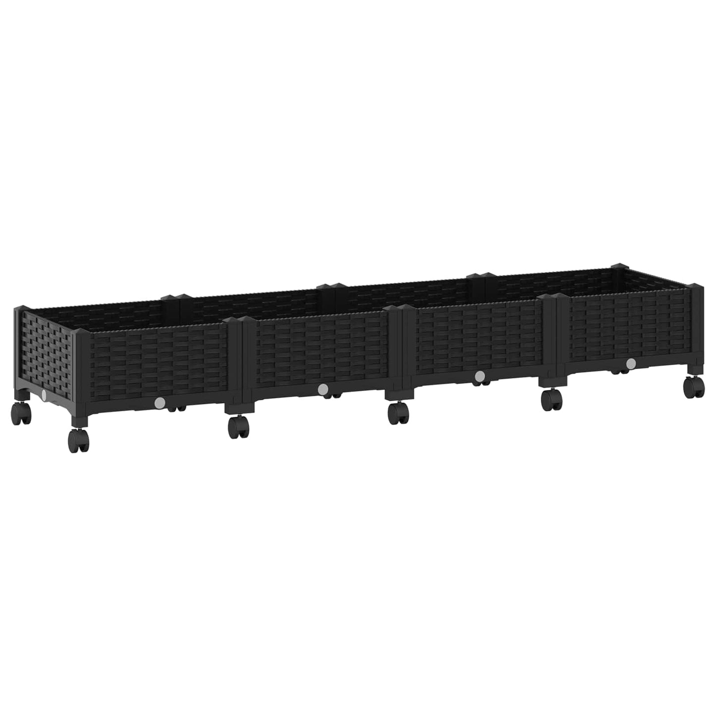 vidaXL Κήπος Γλαστράκι με Ροδάκια Μαύρο 160 x 40 x 29 εκ PP