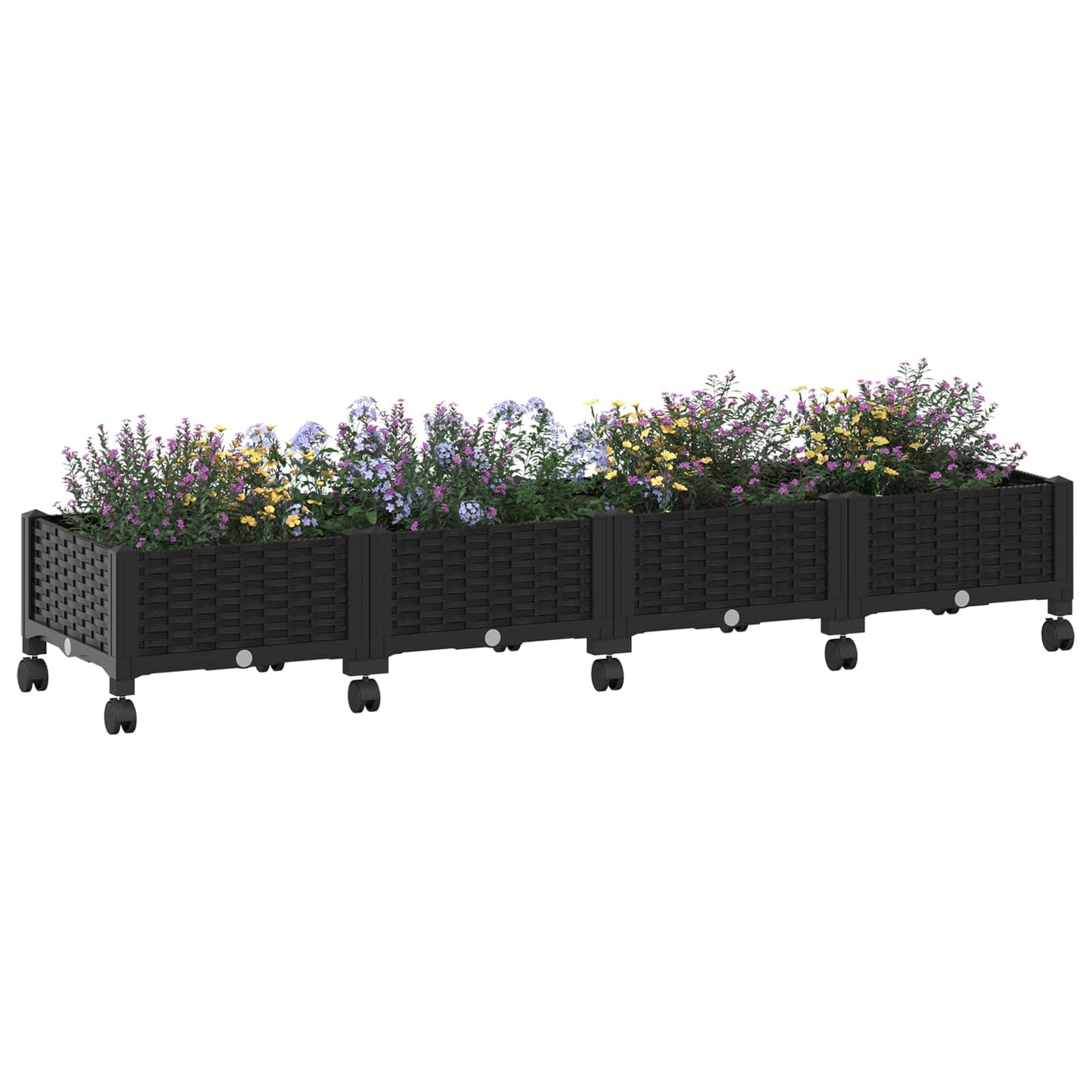 vidaXL Κήπος Γλαστράκι με Ροδάκια Μαύρο 160 x 40 x 29 εκ PP