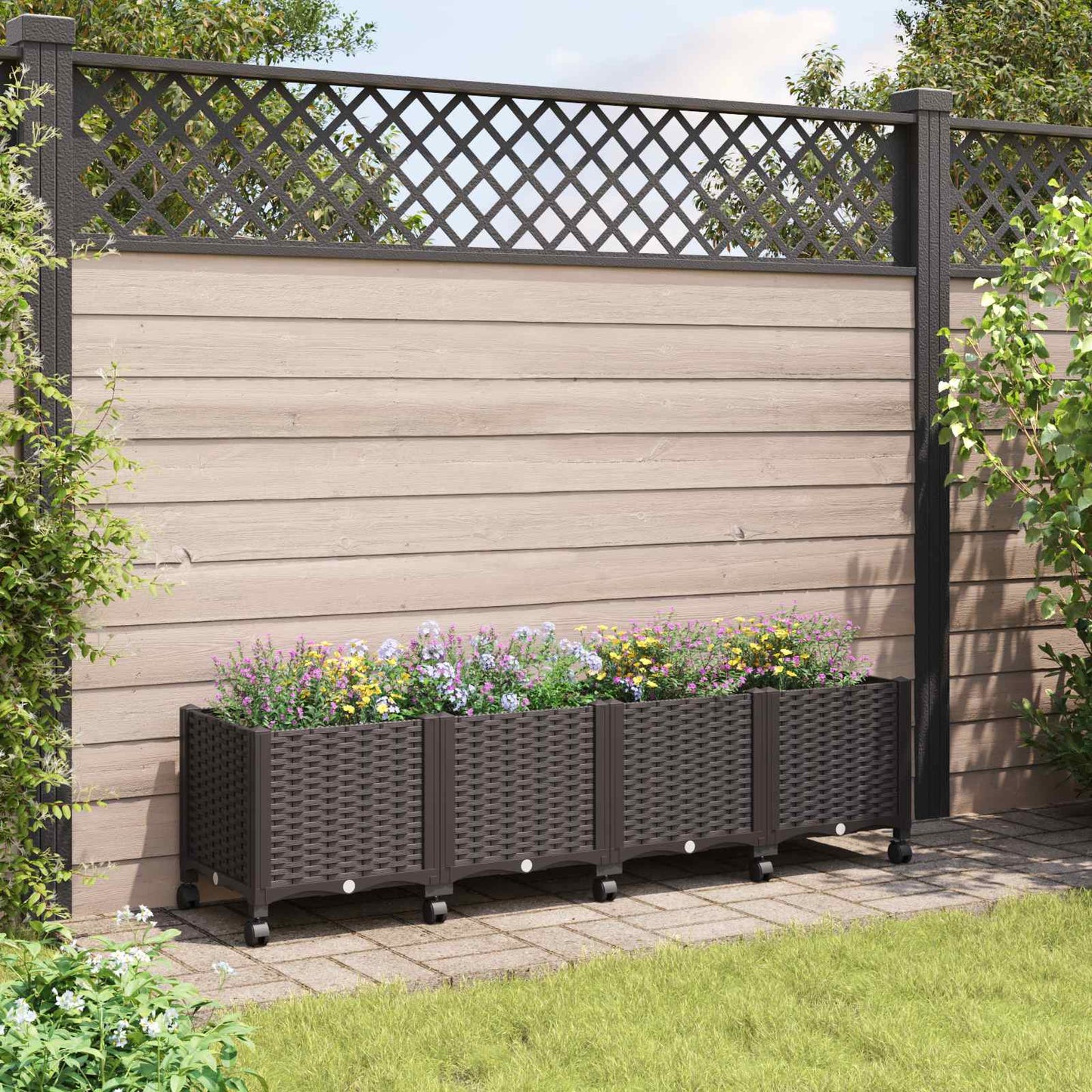 vidaXL Κήπος Γλαστράκι με Ροδάκια Καφέ 160 x 40 x 44 εκ PP