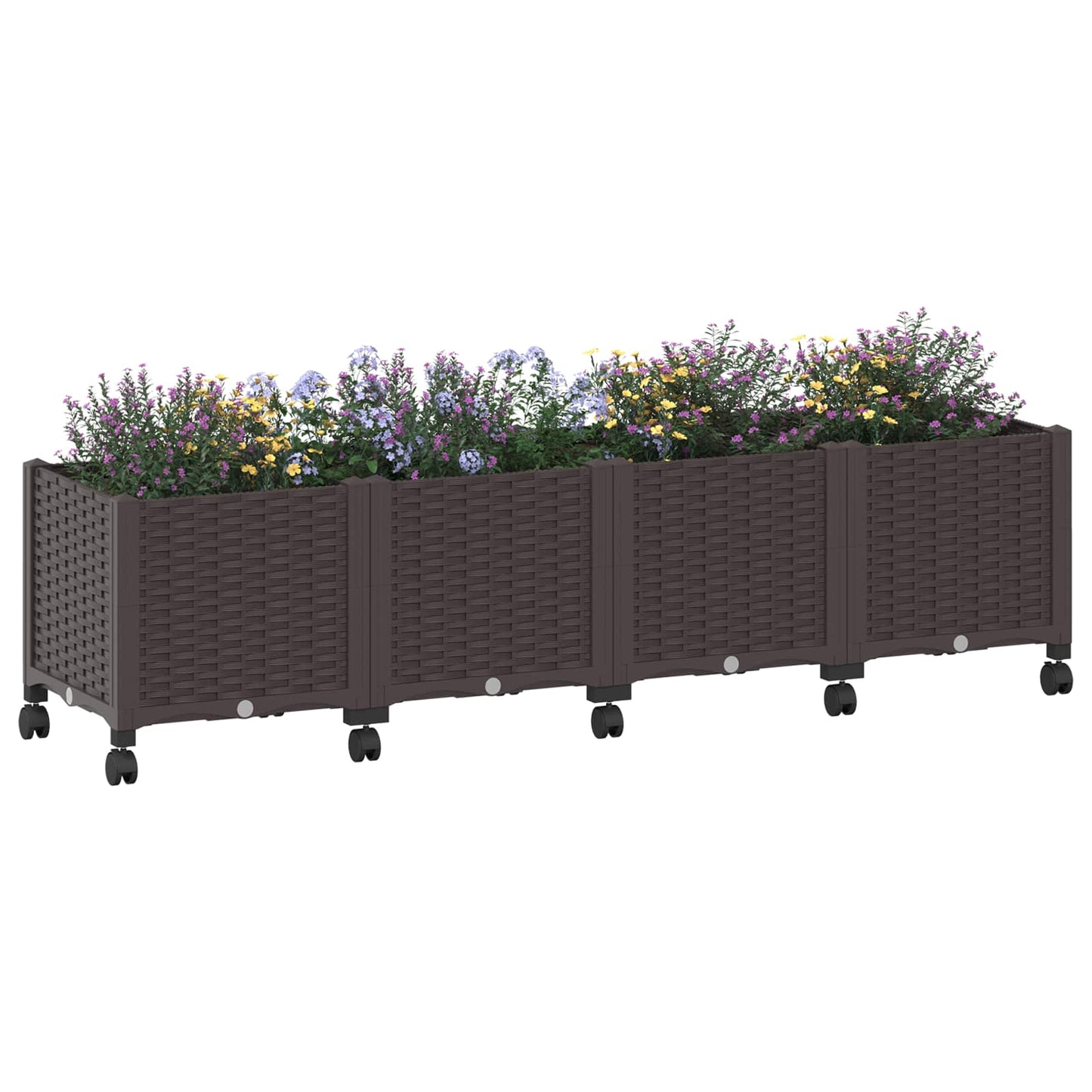 vidaXL Κήπος Γλαστράκι με Ροδάκια Καφέ 160 x 40 x 44 εκ PP