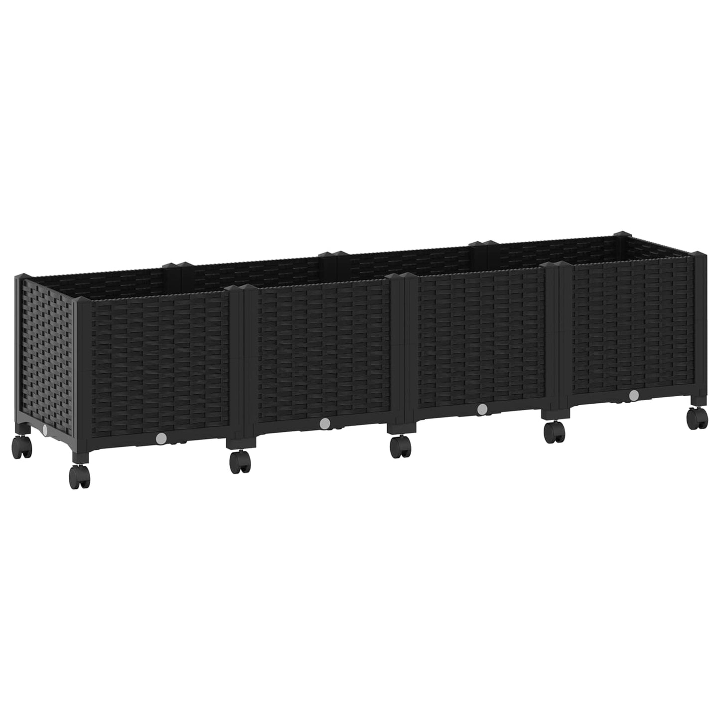 vidaXL Κήπος Γλαστράκι με Ροδάκια Μαύρο 160 x 40 x 44 εκ PP