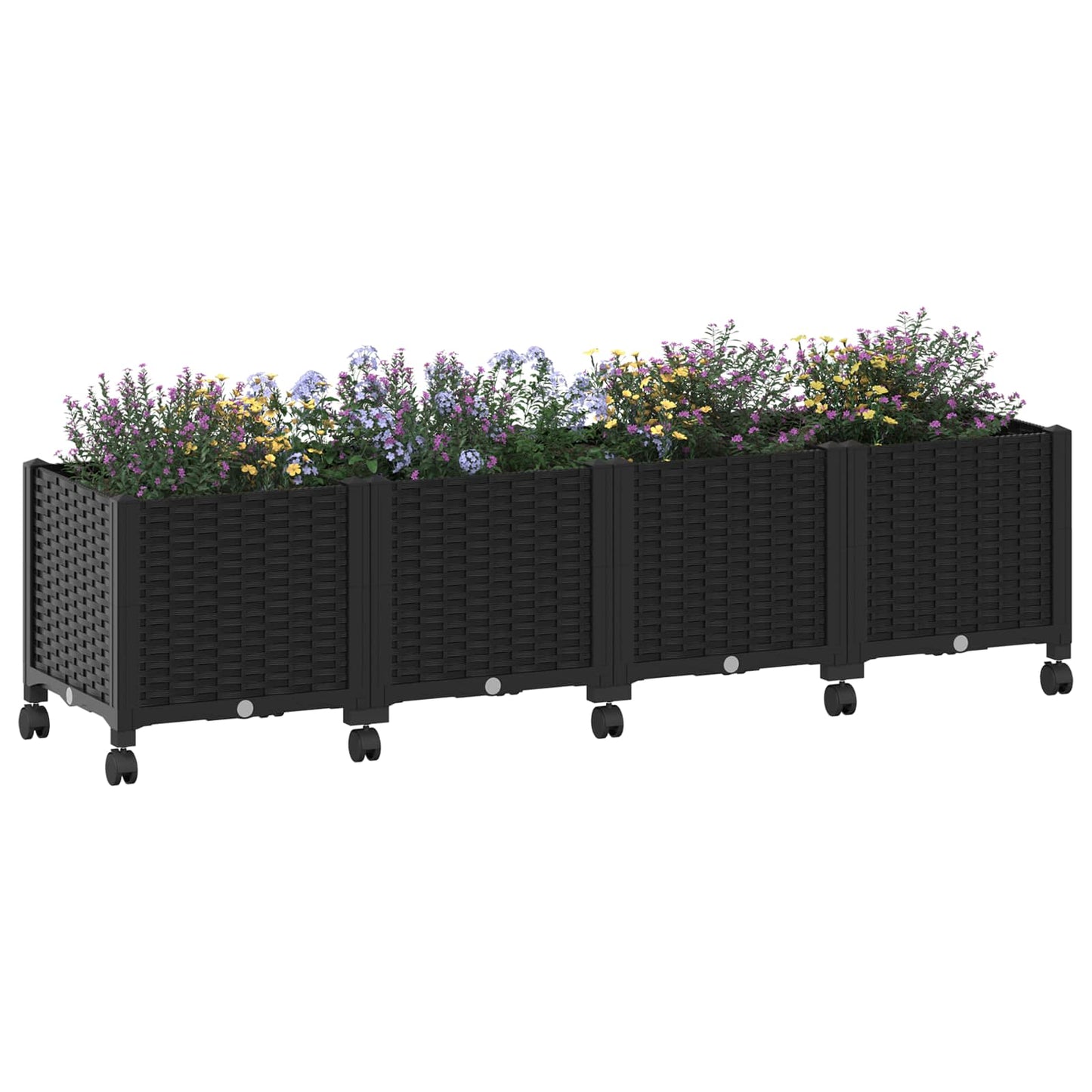 vidaXL Κήπος Γλαστράκι με Ροδάκια Μαύρο 160 x 40 x 44 εκ PP