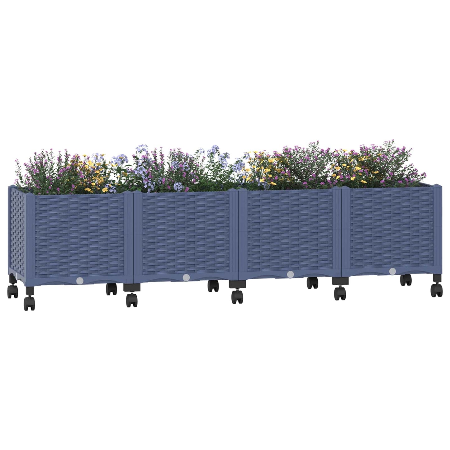 vidaXL Κήπος Γλαστράκι με Ροδάκια Μπλε Γκρι 160 x 40 x 48 cm PP