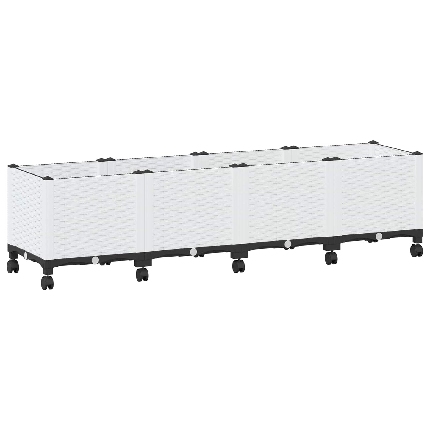 vidaXL Κήπος Γλαστράκι με Ροδάκια Λευκό 160 x 40 x 48 cm PP