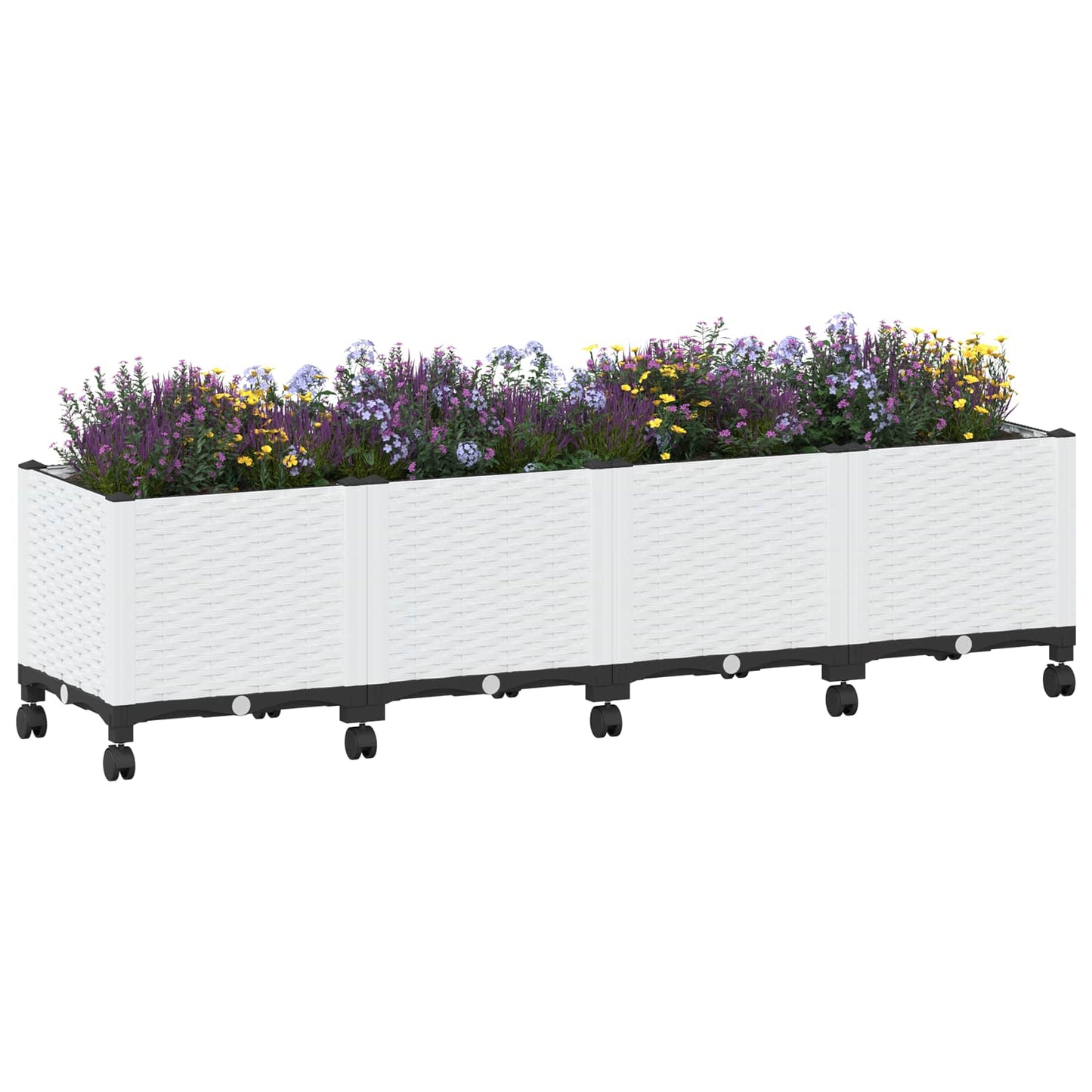 vidaXL Κήπος Γλαστράκι με Ροδάκια Λευκό 160 x 40 x 48 cm PP