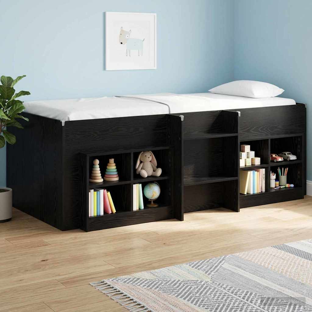 vidaXL Κρεβάτι Υψηλού Στυλ για Παιδιά 2 pcs Μαύρη Δρυς 90 x 200 cm