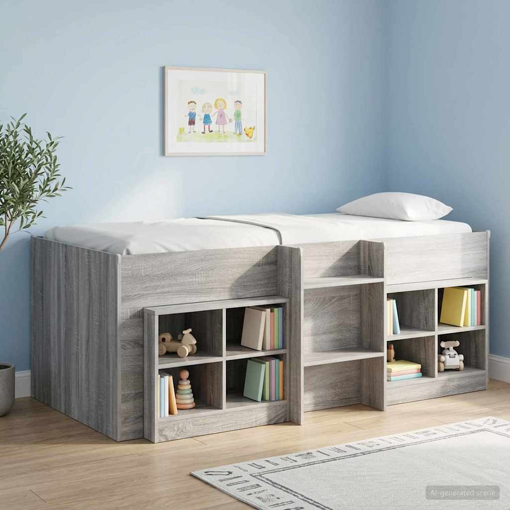 vidaXL Κρεβάτι Υψηλού Στυλ για Παιδιά 2 pcs Γκρι Sonoma 90 x 200 cm