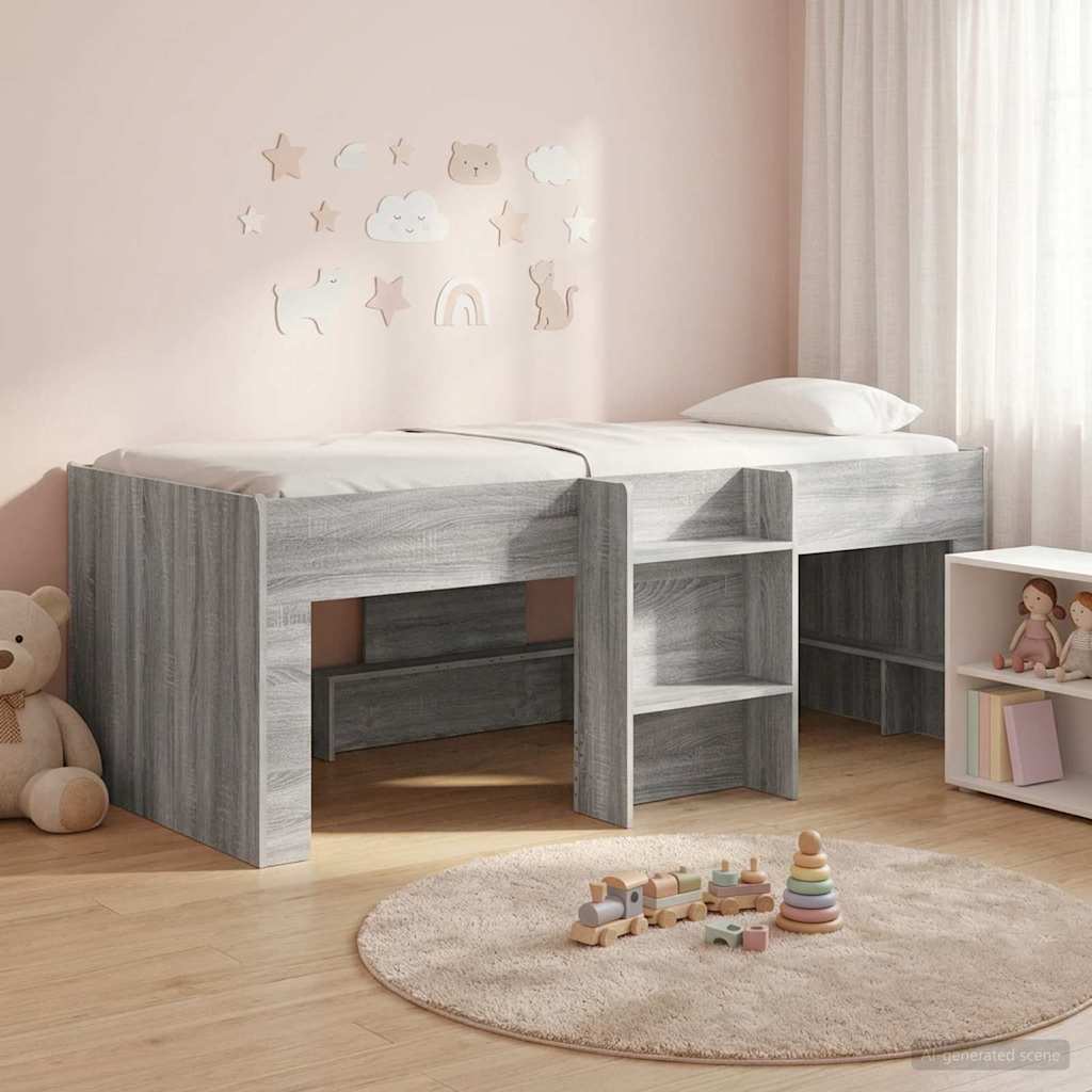 vidaXL Κρεβάτι Υψηλού Στυλ για Παιδιά 2 pcs Γκρι Sonoma 98.5 x 200 εκ