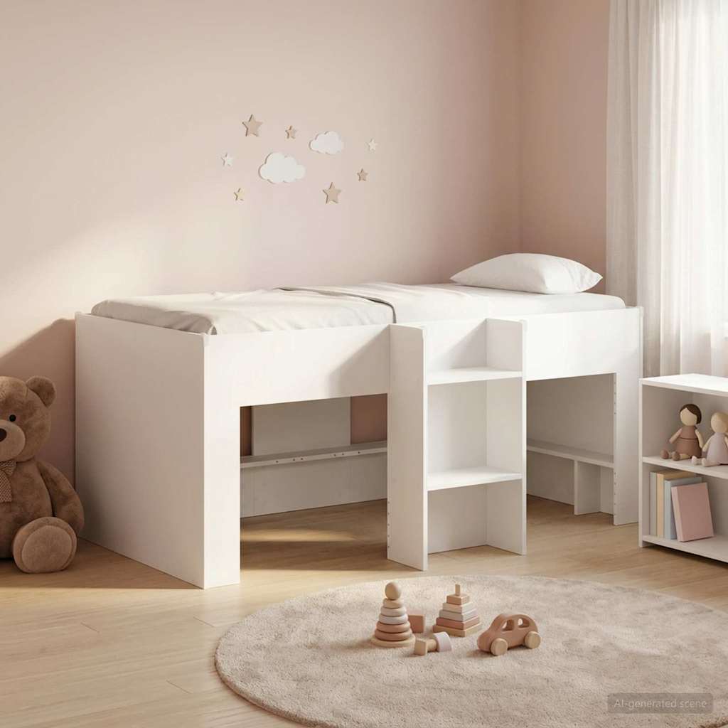 vidaXL Κρεβάτι Υψηλού Στυλ για Παιδιά 2 pcs Λευκό Επεξεργασμένο Ξύλο