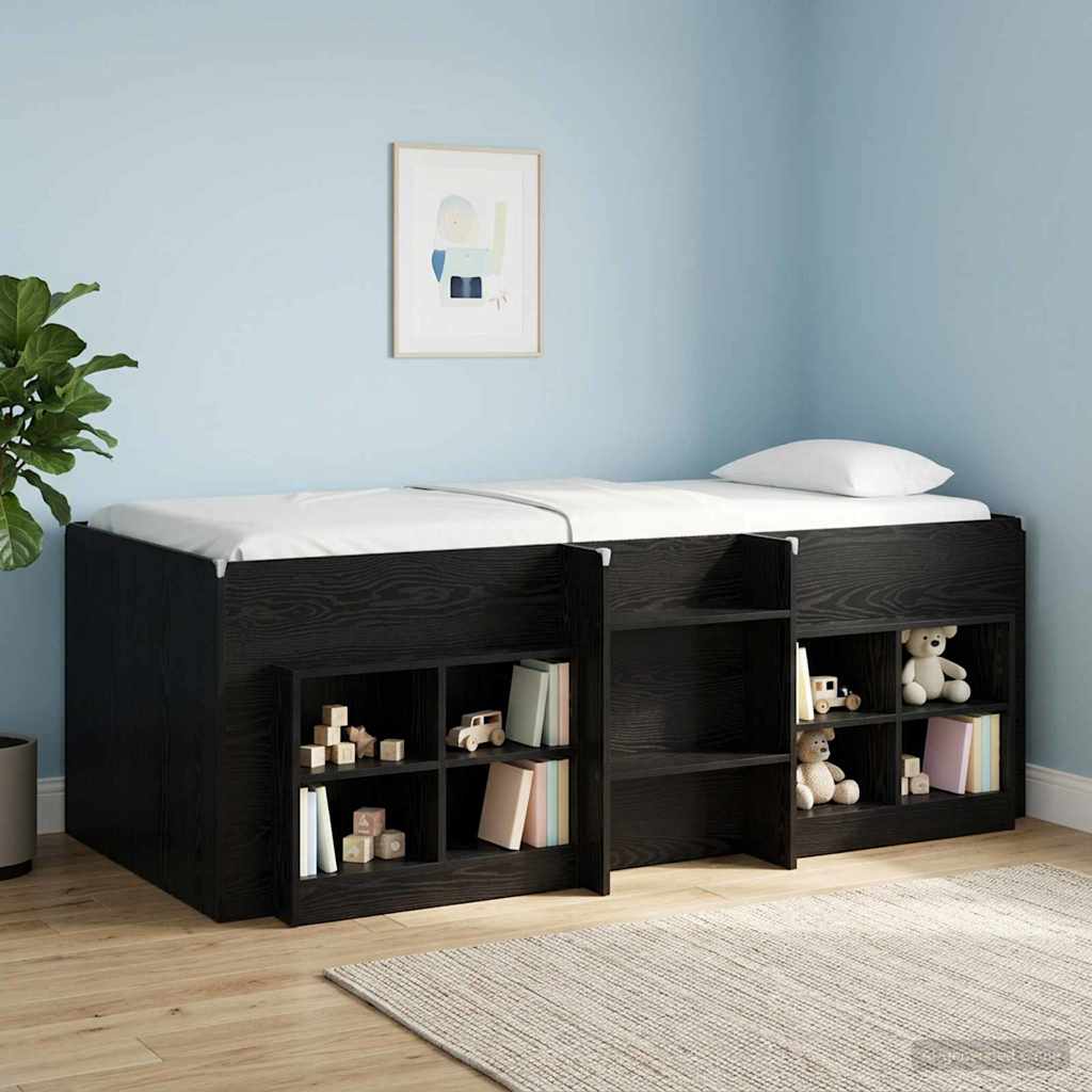 vidaXL Κρεβάτι Υψηλού Στυλ για Παιδιά 2 pcs Μαύρη Δρυς 90 x 190 cm