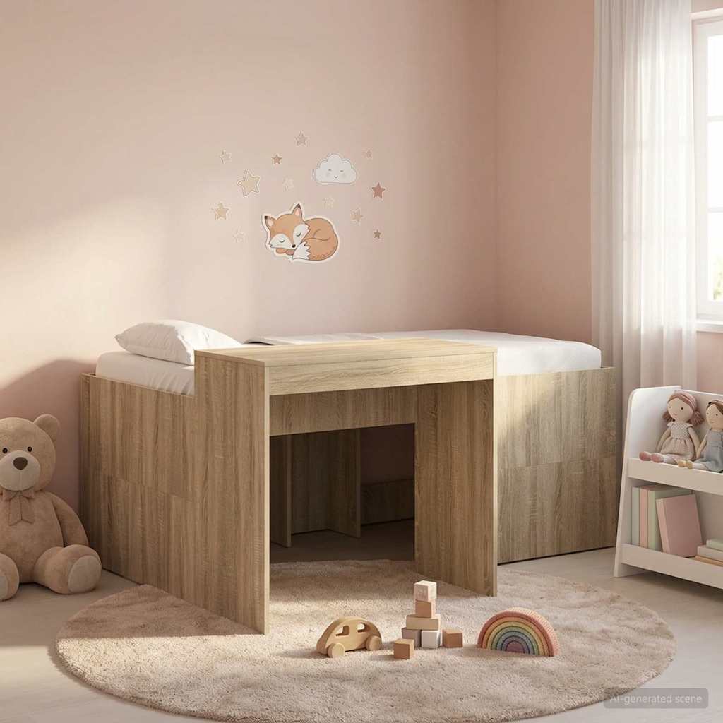 vidaXL Κρεβάτι Υψηλής Θέσης για Παιδιά με Γραφείο Sonoma Δρυς