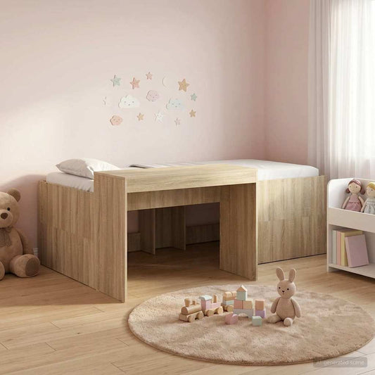vidaXL Κρεβάτι Υψηλής Θέσης για Παιδιά με Γραφείο Sonoma Δρυς
