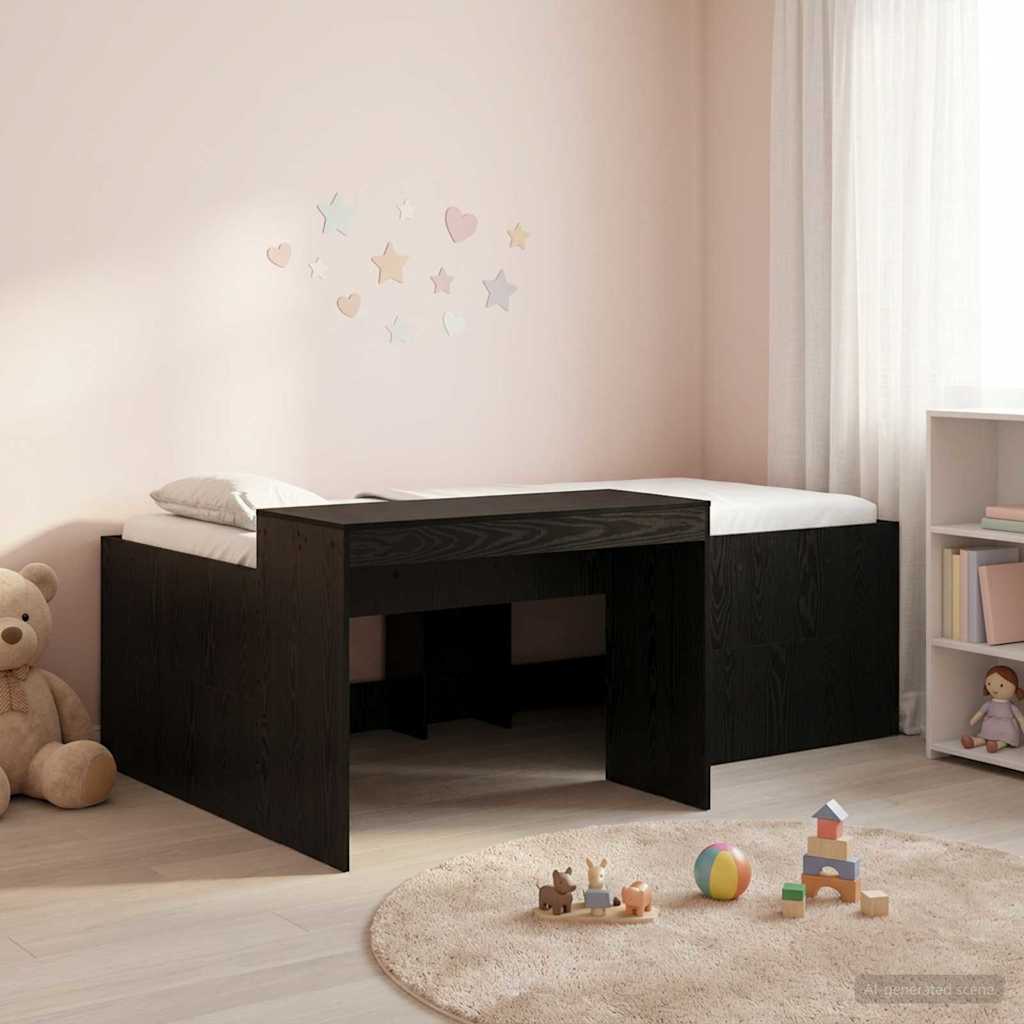 vidaXL Κρεβάτι Υψηλής Θέσης για Παιδιά με Γραφείο Μαύρο 75 x 190 cm