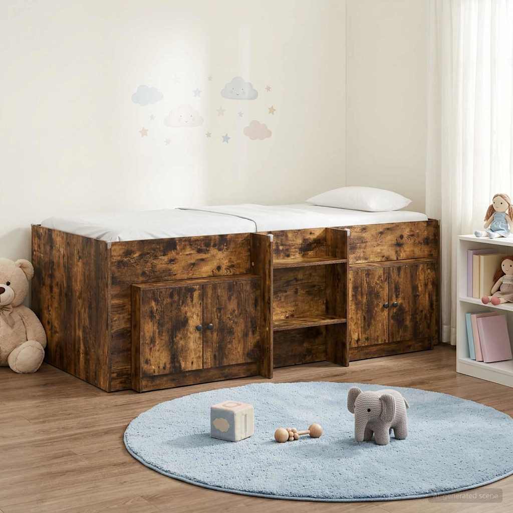 vidaXL Κρεβάτι σοφίτας με ντουλάπι 3 pcs Καπνισμένο Ξύλο Δρυός