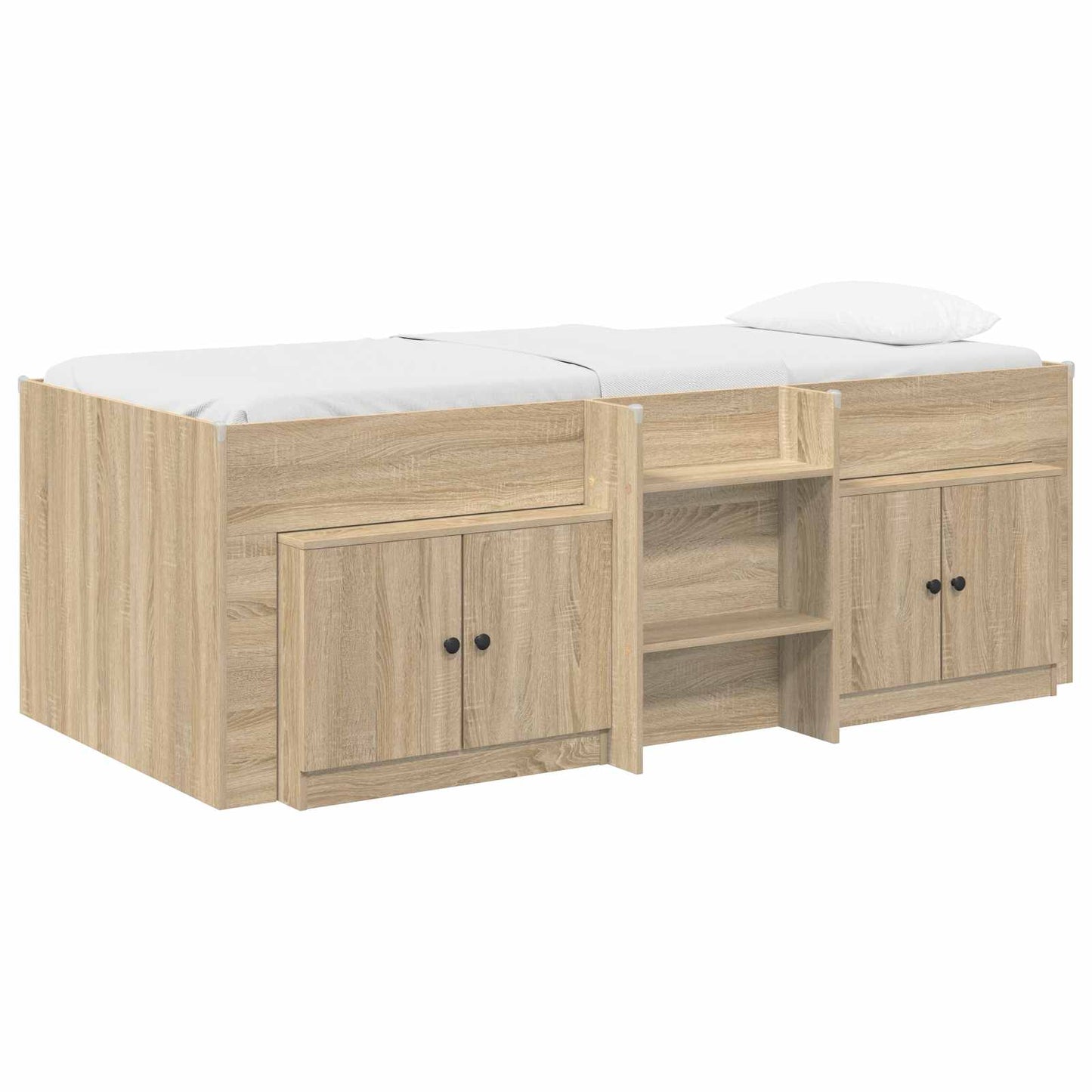 vidaXL Σκελετός κρεβατιού loft με ντουλάπι με πόρτα 3 τμχ. Sonoma Δρυς