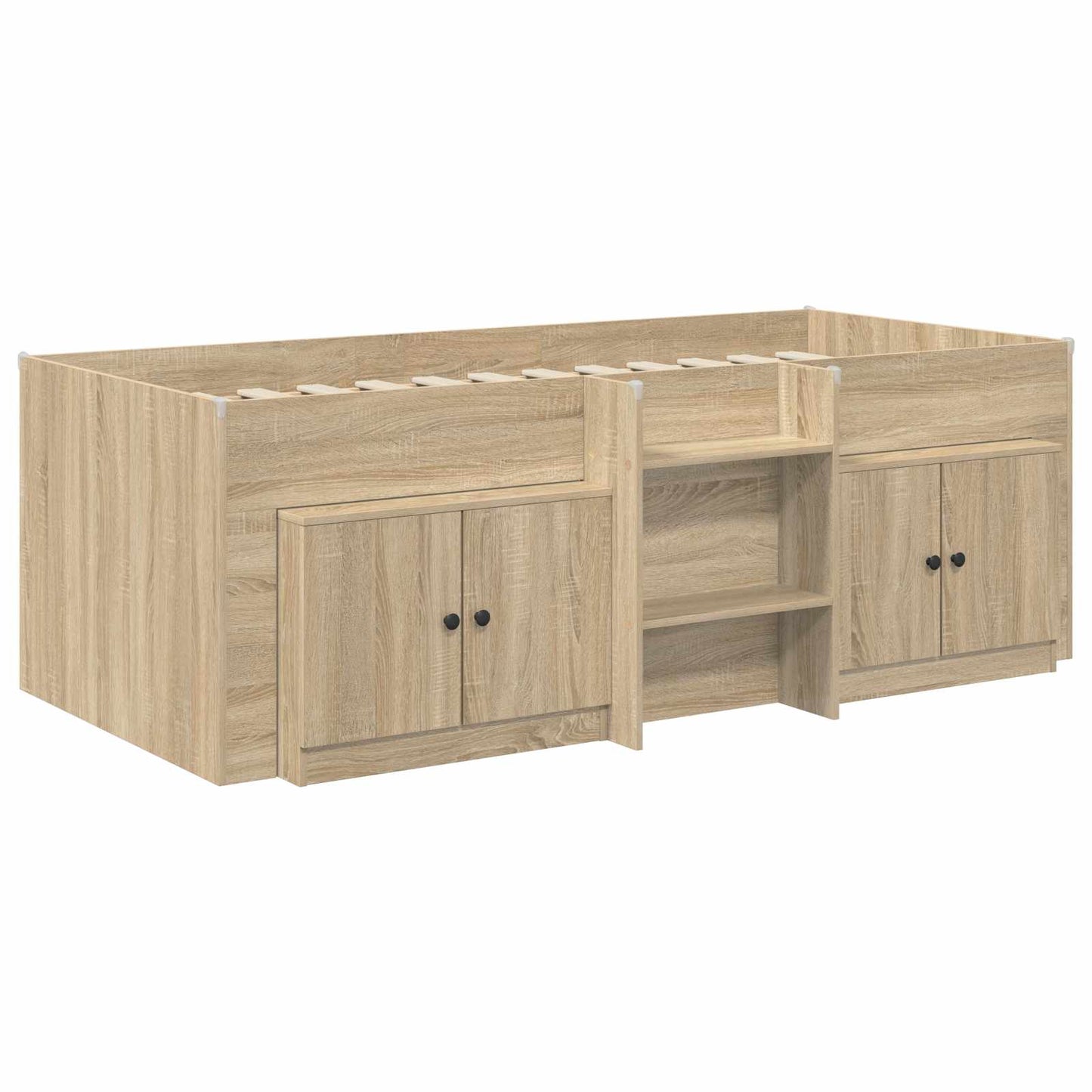 vidaXL Σκελετός κρεβατιού loft με ντουλάπι με πόρτα 3 τμχ. Sonoma Δρυς