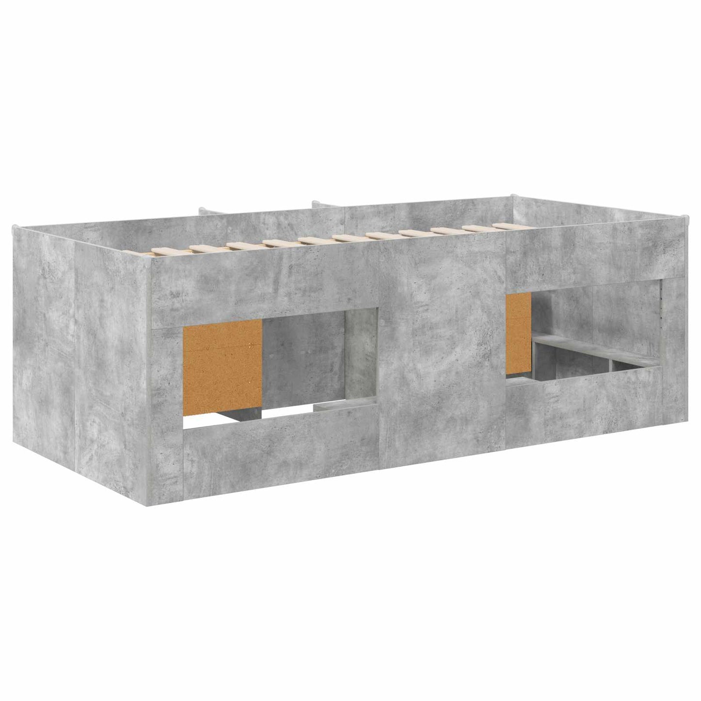 vidaXL Σκελετός κρεβατιού loft με ντουλάπι 3 τμχ. Γκρι Σκυροδέματος
