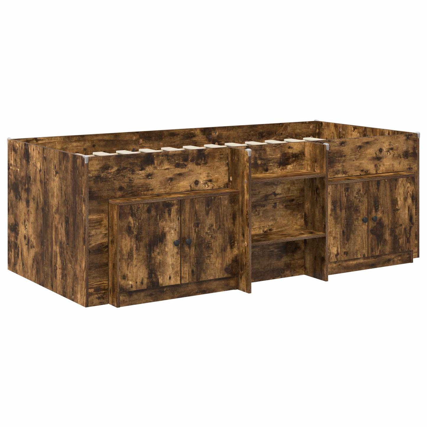vidaXL Σκελετός κρεβατιού loft με ντουλάπι 3 τμχ. Επεξεργασμένο ξύλο