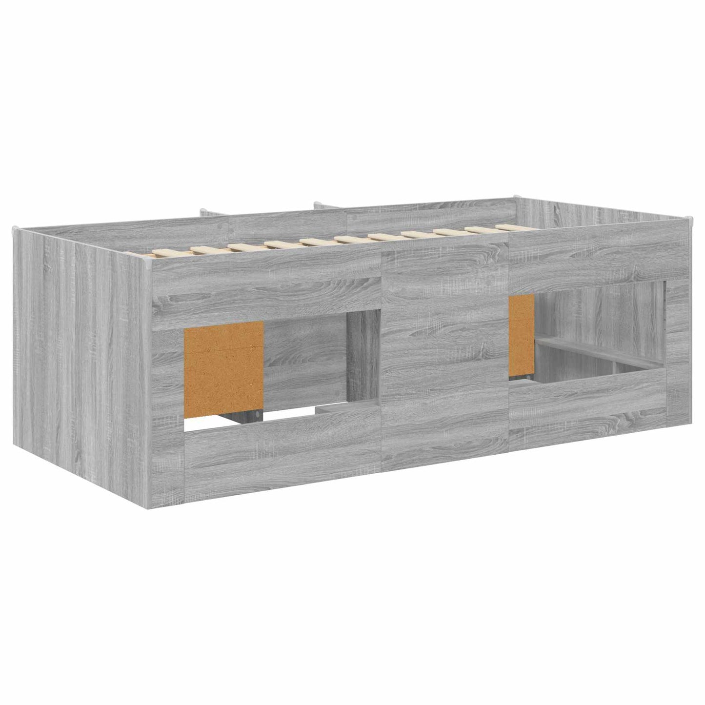 vidaXL Σκελετός κρεβατιού loft με ντουλάπι με πόρτα 3 τμχ. Γκρι Sonoma