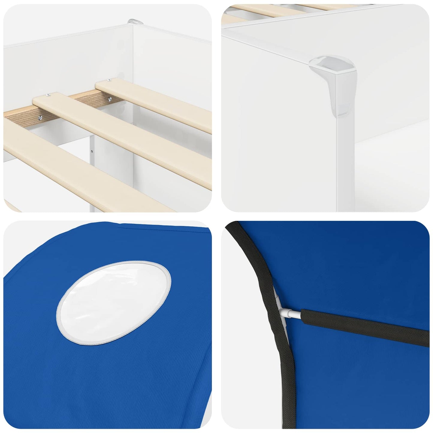 vidaXL Κρεβάτι με Τούνελ 4 pcs Λευκό και Μπλε Επεξεργασμένο Ξύλο