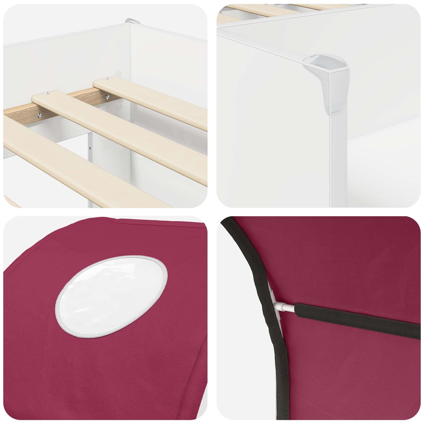 vidaXL Κρεβάτι με Τούνελ 4 pcs Λευκό και Κόκκινο Επεξεργασμένο Ξύλο