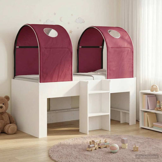 vidaXL Κρεβάτι με Τούνελ 4 pcs Λευκό και Κόκκινο Επεξεργασμένο Ξύλο