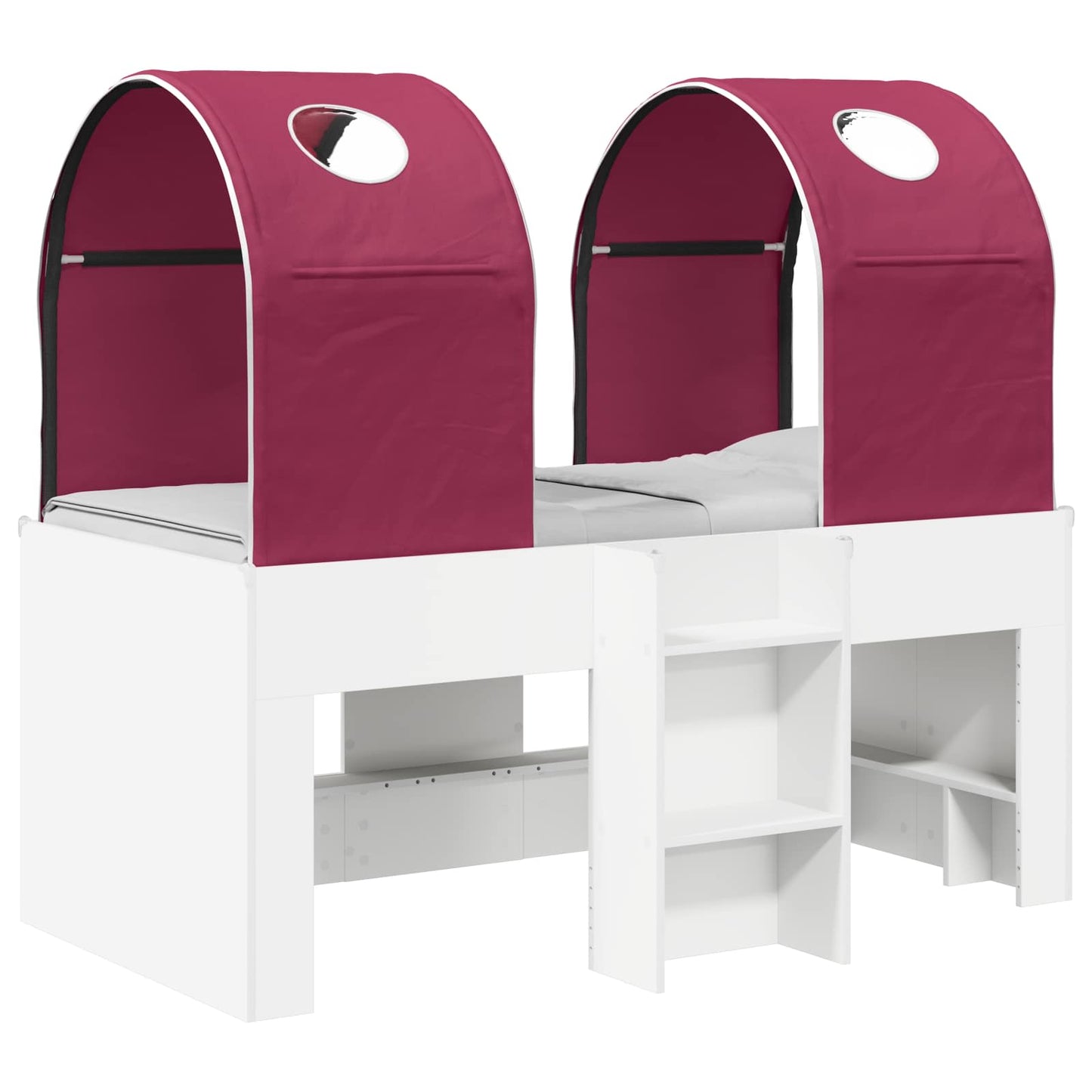 vidaXL Κρεβάτι με Τούνελ 4 pcs Λευκό και Κόκκινο Επεξεργασμένο Ξύλο