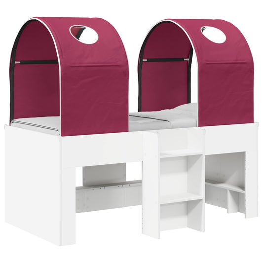 vidaXL Κρεβάτι με Τούνελ 4 pcs Λευκό και Κόκκινο Επεξεργασμένο Ξύλο