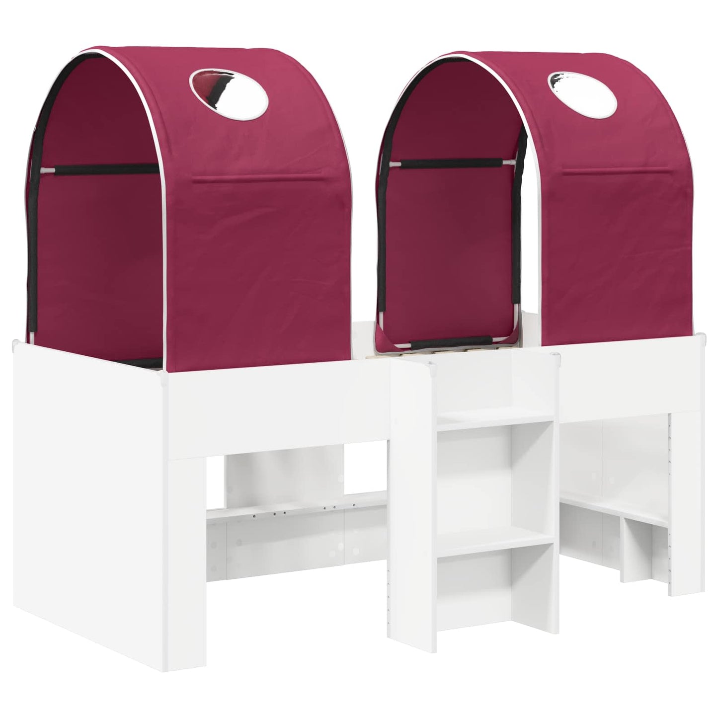 vidaXL Κρεβάτι με Τούνελ 4 pcs Λευκό και Κόκκινο Επεξεργασμένο Ξύλο