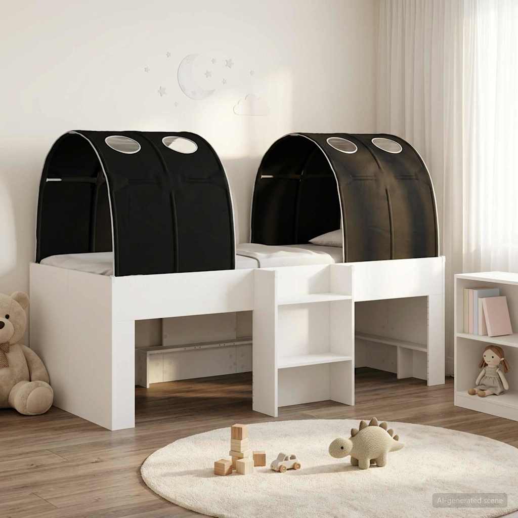vidaXL Κρεβάτι με Σήραγγα 3 τμχ. Λευκό και Μαύρο Επεξεργασμένο Ξύλο