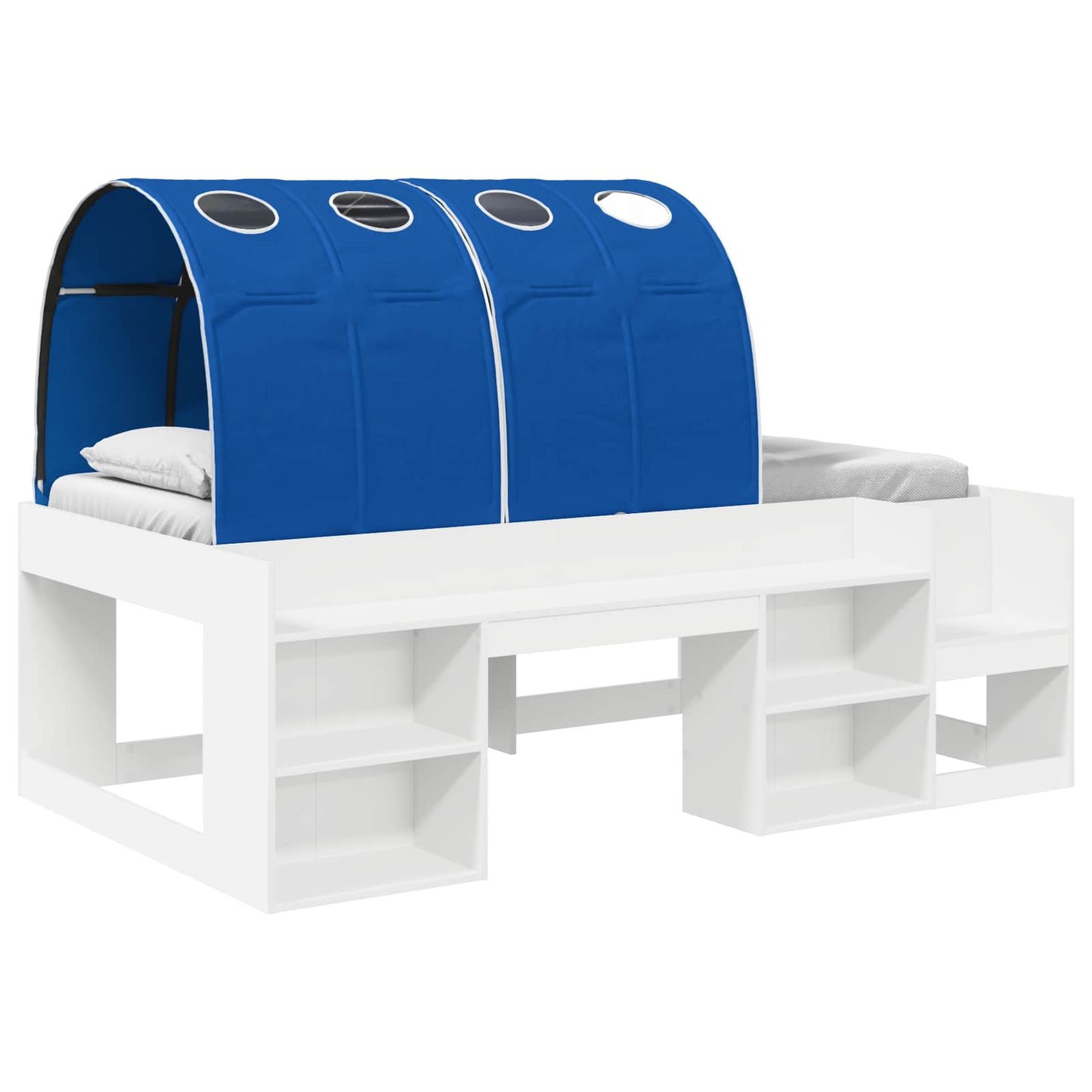 vidaXL Κρεβάτι με Τόνελ 3 pcs Λευκό και Μπλε Επεξεργασμένο ξύλο