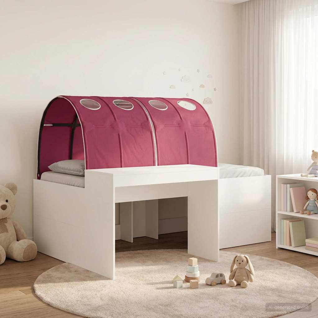 vidaXL Κρεβάτι με Τούνελ 3 pcs Λευκό και Κόκκινο Επεξεργασμένο ξύλο