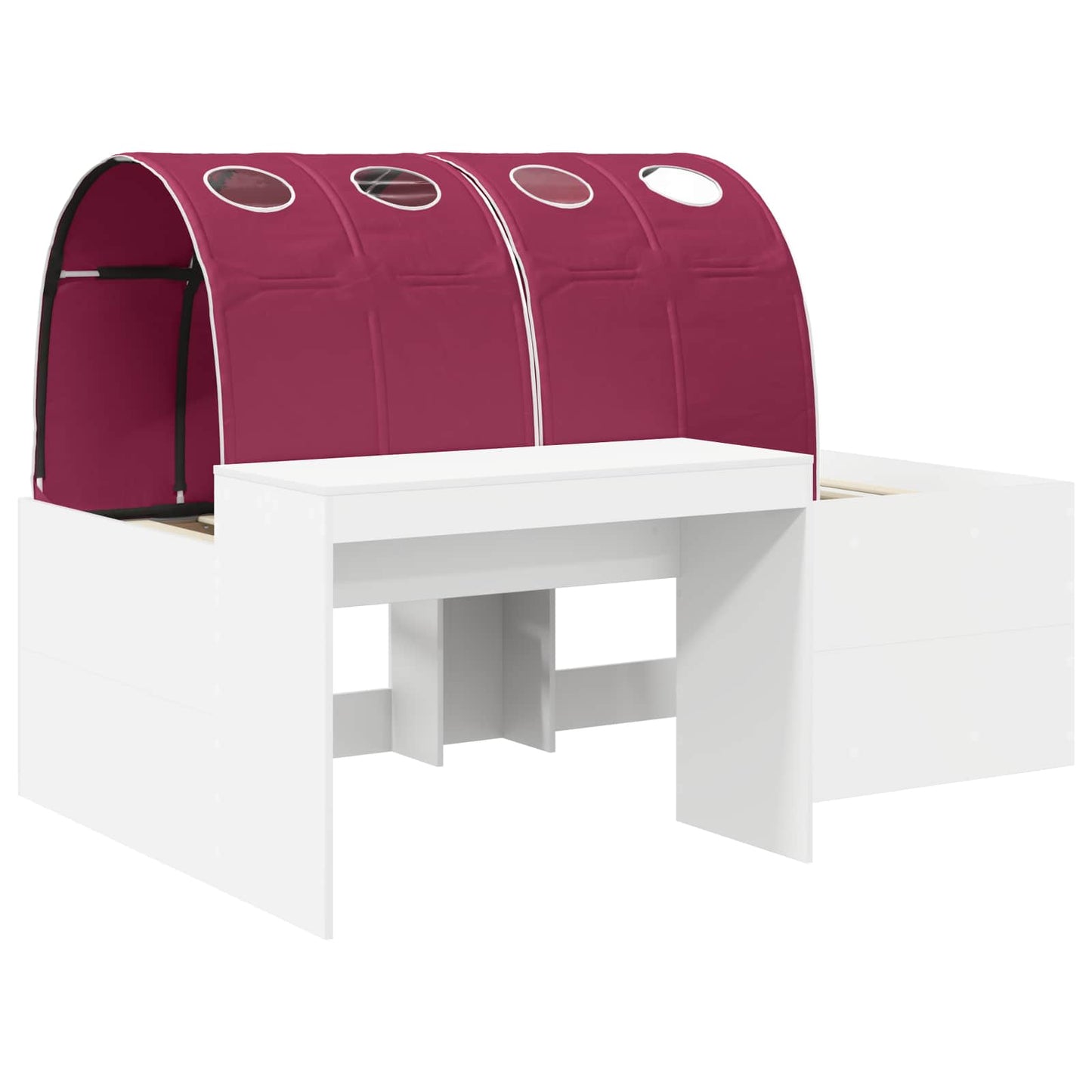 vidaXL Κρεβάτι με Τούνελ 3 pcs Λευκό και Κόκκινο Επεξεργασμένο ξύλο