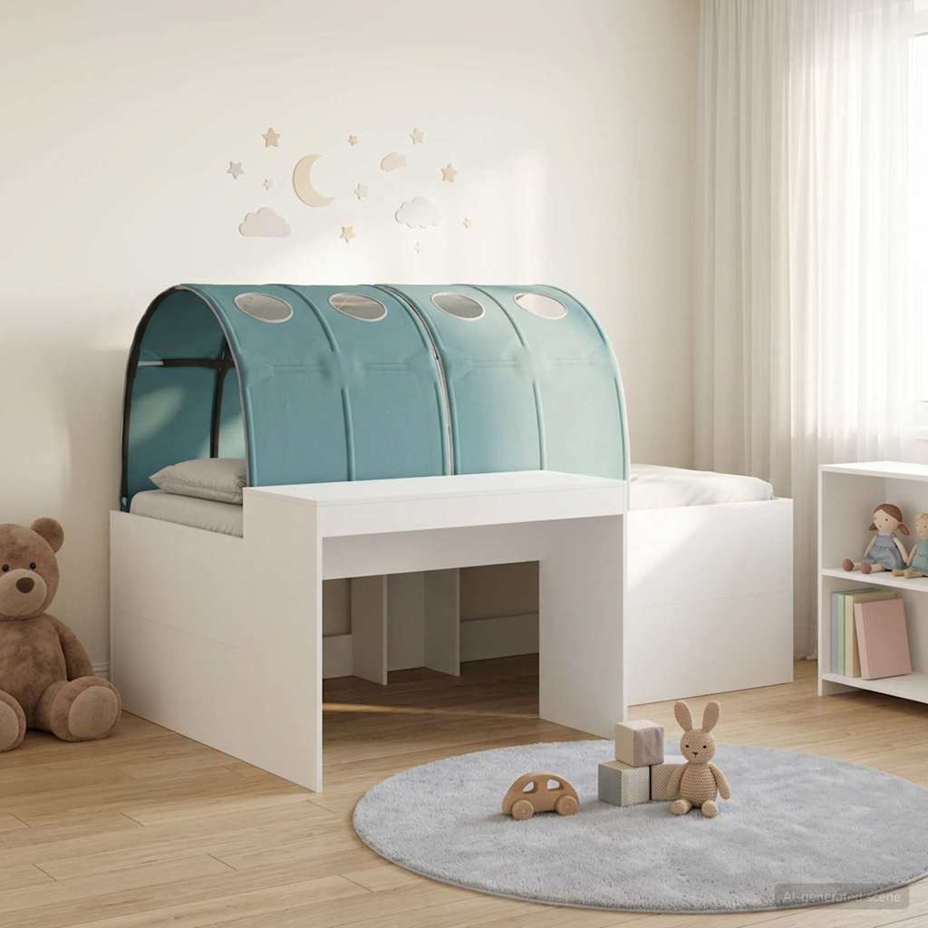 vidaXL Κρεβάτι με Τούνελ 4 pcs Καρυδί και Ανοιχτό Μπλε
